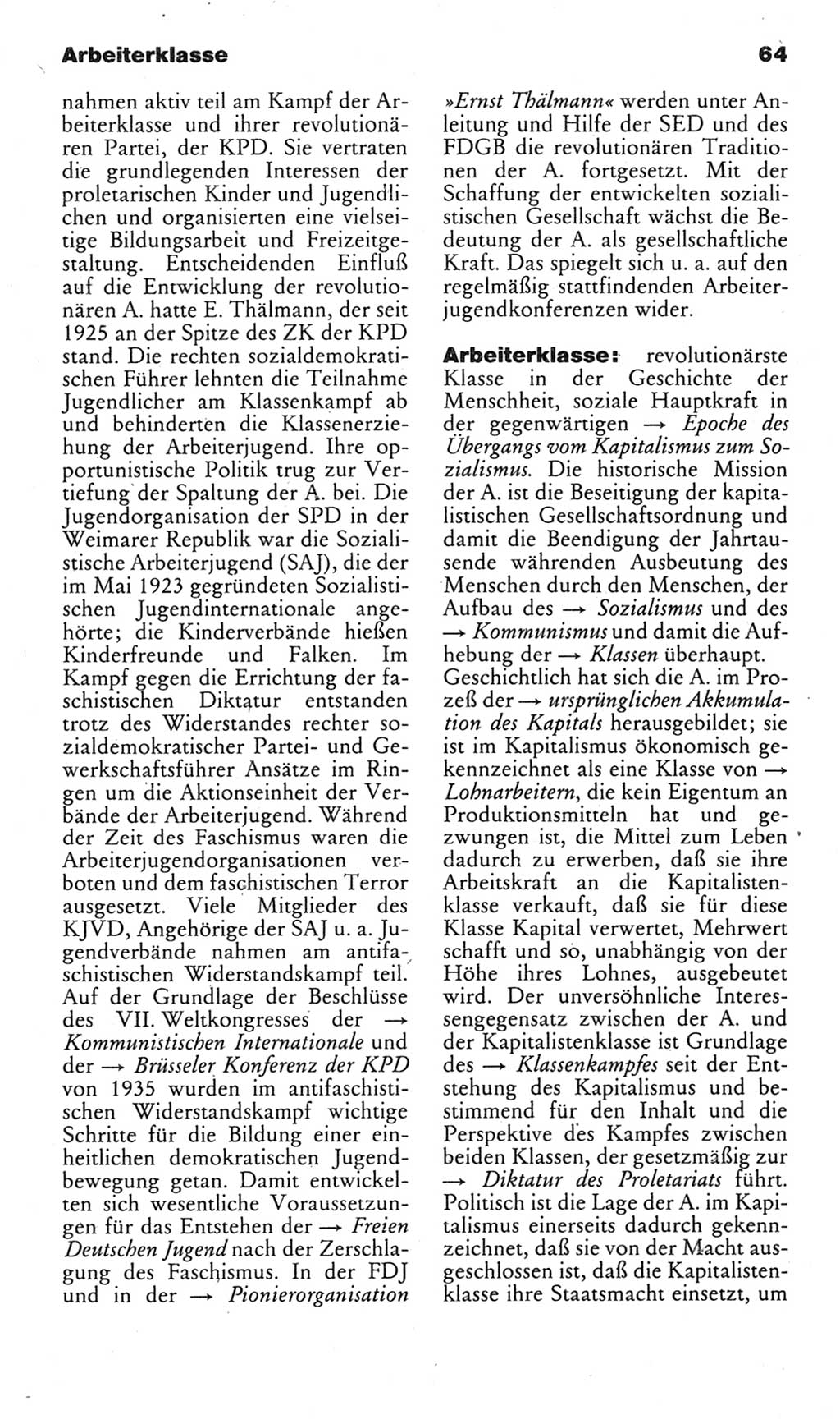Kleines politisches Wörterbuch [Deutsche Demokratische Republik (DDR)] 1985, Seite 64 (Kl. pol. Wb. DDR 1985, S. 64)