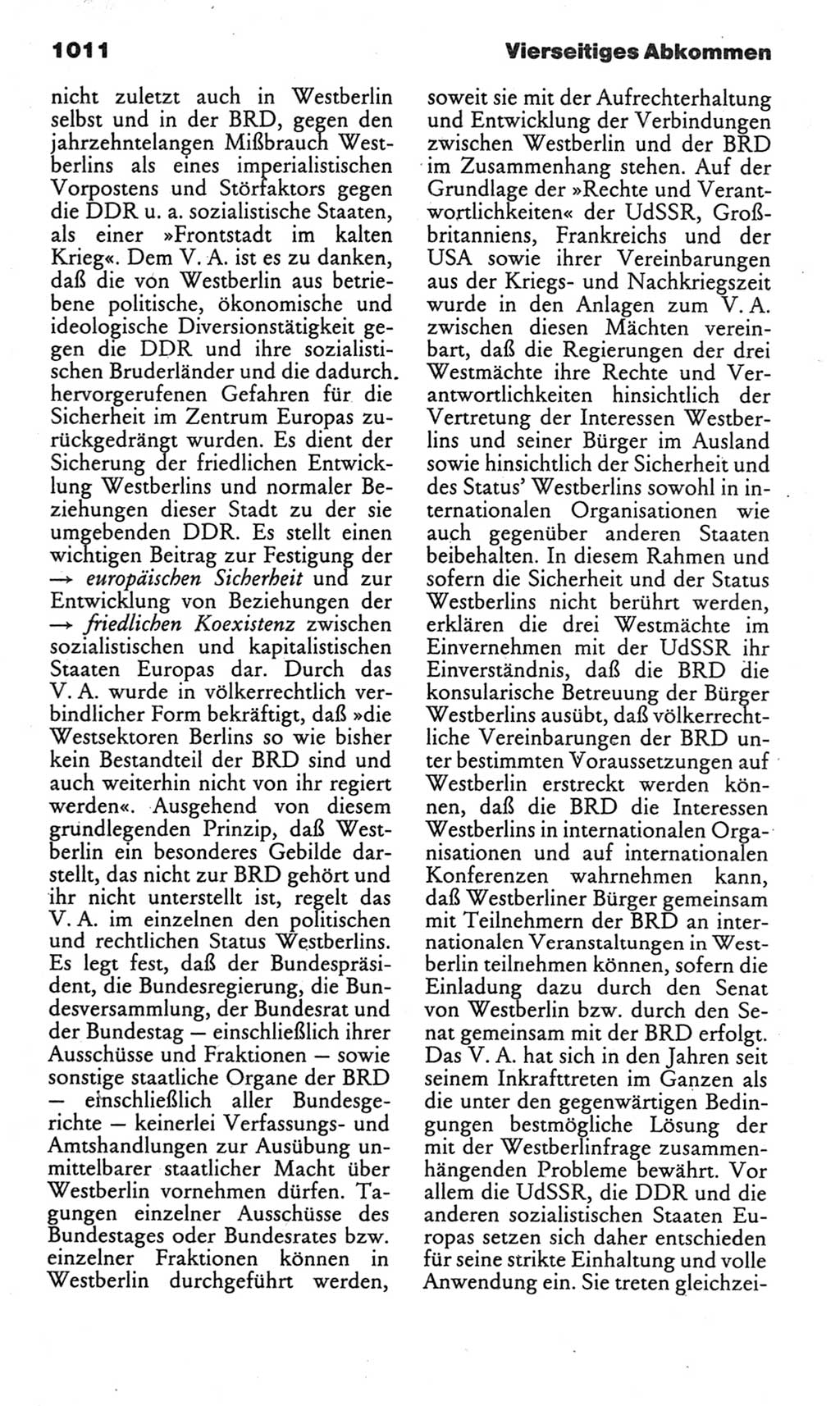 Kleines politisches Wörterbuch [Deutsche Demokratische Republik (DDR)] 1985, Seite 1011 (Kl. pol. Wb. DDR 1985, S. 1011)