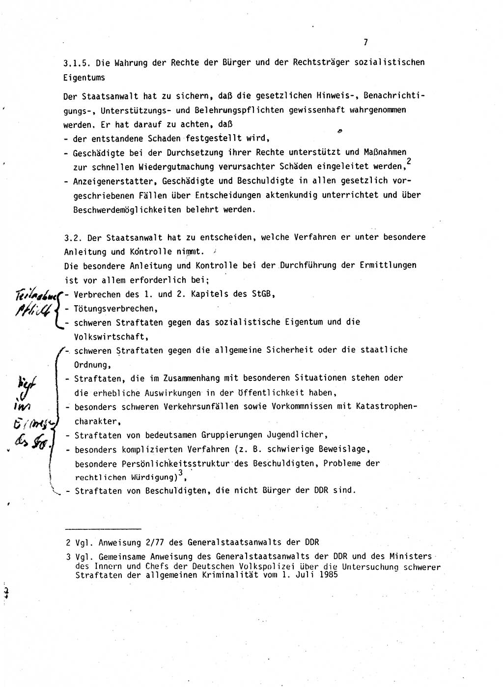 Leitung des Ermittlungsverfahren (EV) durch den Staatsanwalt [Deutsche Demokratische Republik (DDR)] 1985, Seite 7 (Ltg. EV StA DDR 1985, S. 7)