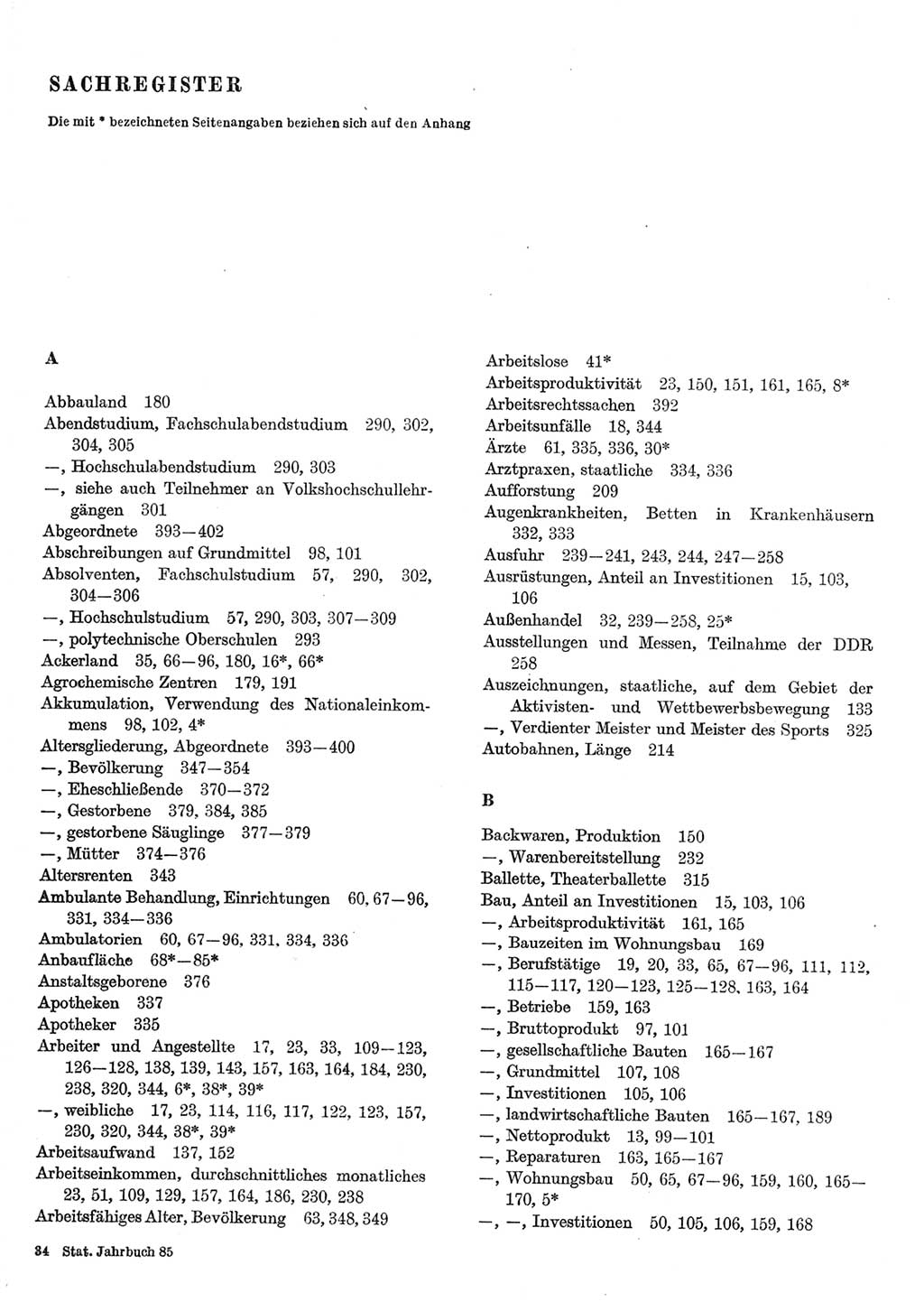 Statistisches Jahrbuch der Deutschen Demokratischen Republik (DDR) 1985, Seite 1 (Stat. Jb. DDR 1985, S. 1)