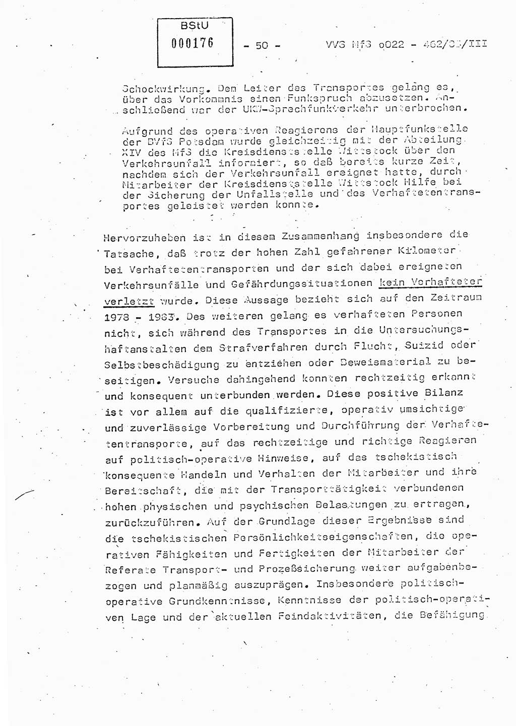 Der Untersuchungshaftvollzug im MfS, Schulungsmaterial Teil Ⅲ, Ministerium für Staatssicherheit [Deutsche Demokratische Republik (DDR)], Abteilung (Abt.) ⅩⅣ, Vertrauliche Verschlußsache (VVS) o022-462/85/Ⅲ, Berlin 1985, Seite 50 (Sch.-Mat. Ⅲ MfS DDR Abt. ⅩⅣ VVS o022-462/85/Ⅲ 1985, S. 50)