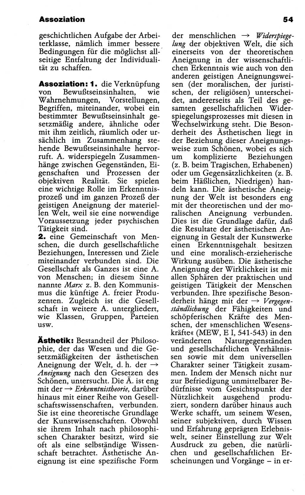 Wörterbuch der marxistisch-leninistischen Philosophie [Deutsche Demokratische Republik (DDR)] 1985, Seite 54 (Wb. ML Phil. DDR 1985, S. 54)