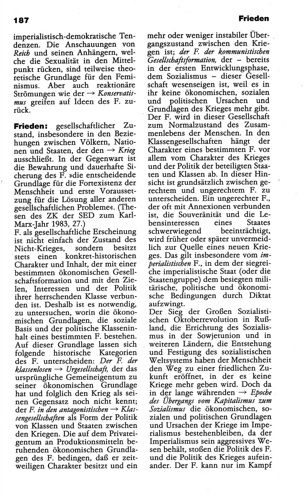 Wörterbuch der marxistisch-leninistischen Philosophie [Deutsche Demokratische Republik (DDR)] 1985, Seite 187 (Wb. ML Phil. DDR 1985, S. 187)