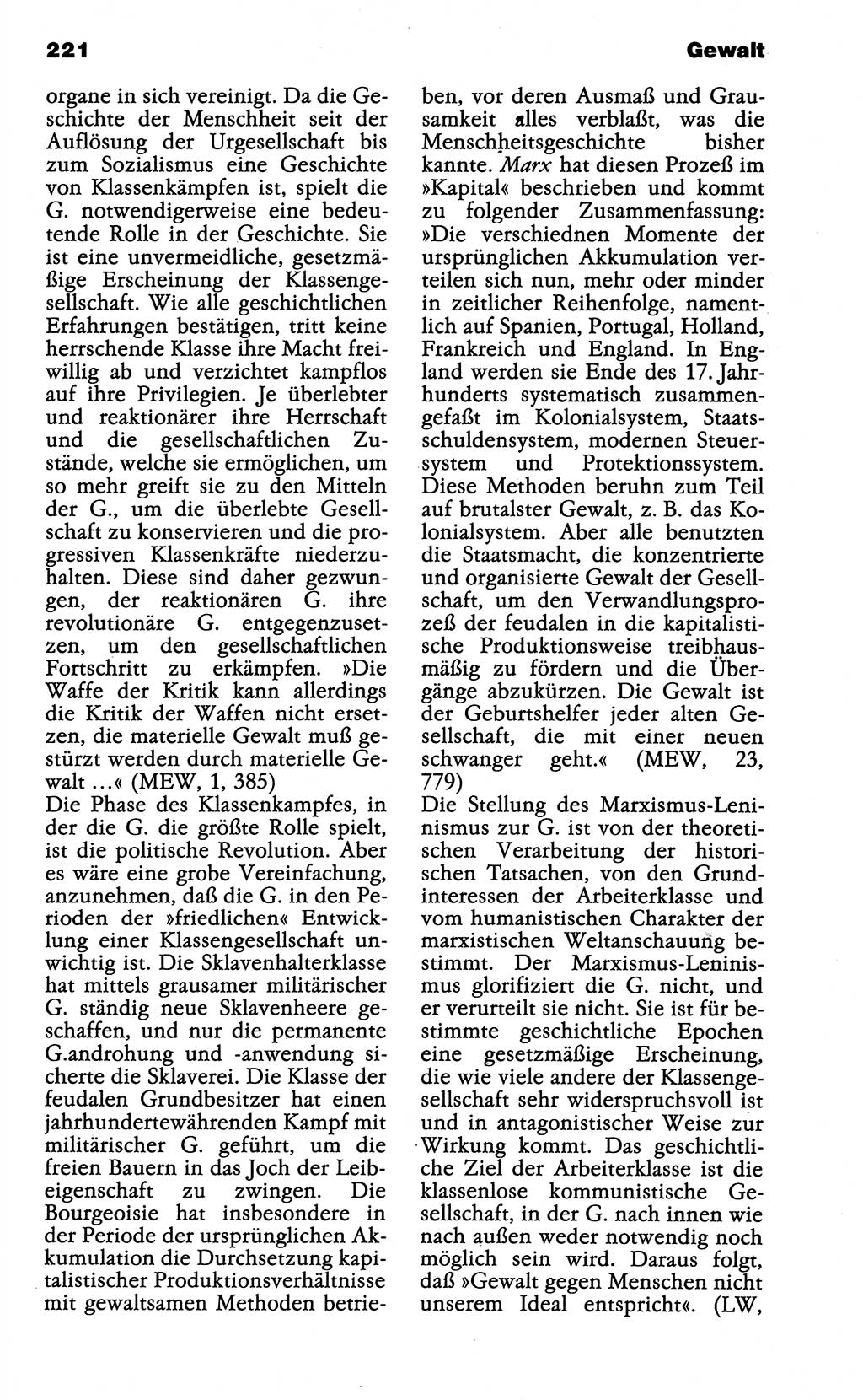 Wörterbuch der marxistisch-leninistischen Philosophie [Deutsche Demokratische Republik (DDR)] 1985, Seite 221 (Wb. ML Phil. DDR 1985, S. 221)