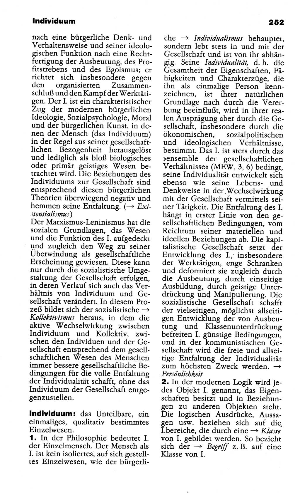 Wörterbuch der marxistisch-leninistischen Philosophie [Deutsche Demokratische Republik (DDR)] 1985, Seite 252 (Wb. ML Phil. DDR 1985, S. 252)