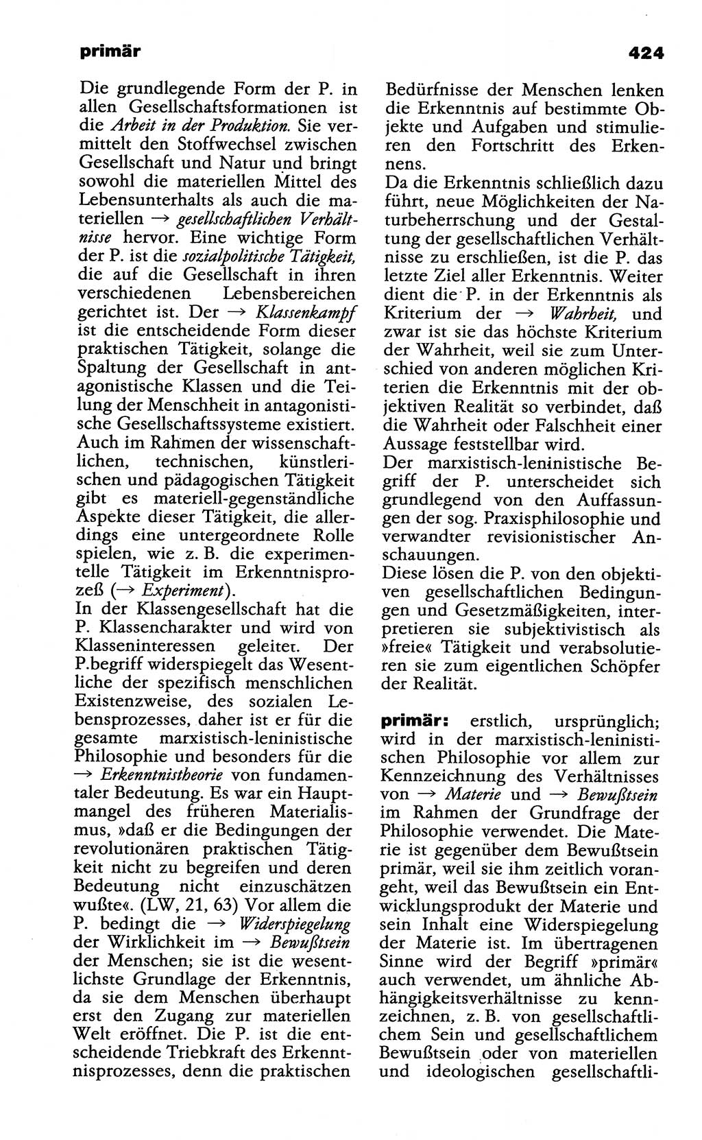 Wörterbuch der marxistisch-leninistischen Philosophie [Deutsche Demokratische Republik (DDR)] 1985, Seite 424 (Wb. ML Phil. DDR 1985, S. 424)