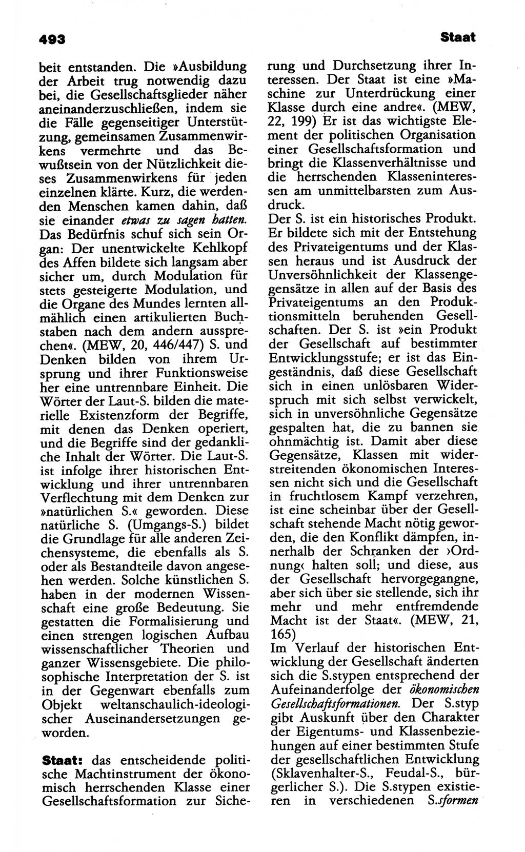 Wörterbuch der marxistisch-leninistischen Philosophie [Deutsche Demokratische Republik (DDR)] 1985, Seite 493 (Wb. ML Phil. DDR 1985, S. 493)