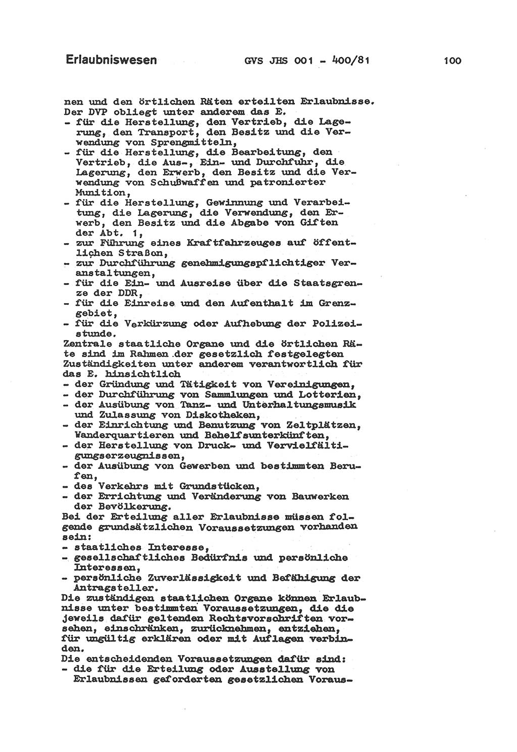 Wörterbuch der politisch-operativen Arbeit, Ministerium für Staatssicherheit (MfS) [Deutsche Demokratische Republik (DDR)], Juristische Hochschule (JHS), Geheime Verschlußsache (GVS) o001-400/81, Potsdam 1985, Blatt 100 (Wb. pol.-op. Arb. MfS DDR JHS GVS o001-400/81 1985, Bl. 100)