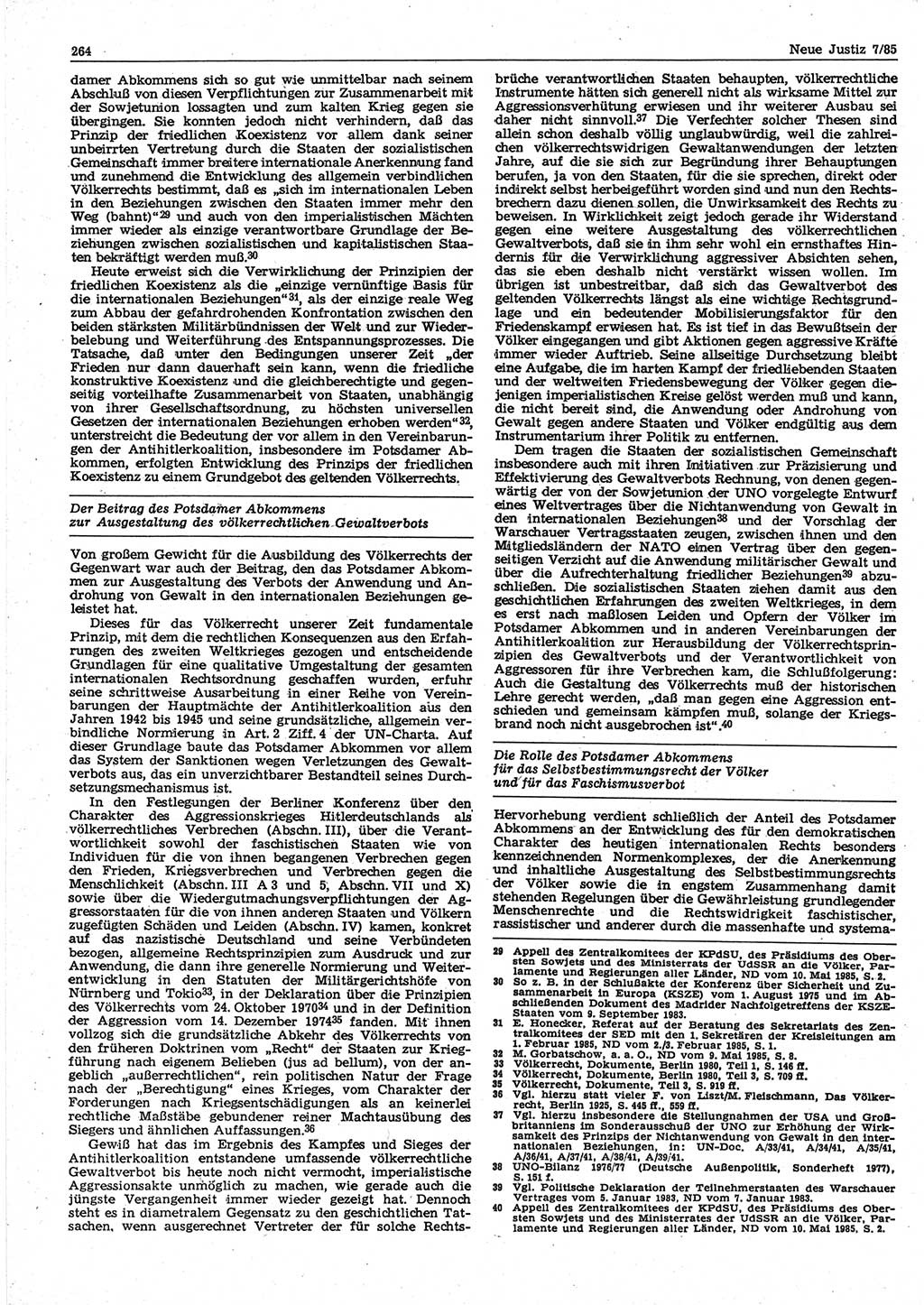 Neue Justiz (NJ), Zeitschrift für sozialistisches Recht und Gesetzlichkeit [Deutsche Demokratische Republik (DDR)], 39. Jahrgang 1985, Seite 264 (NJ DDR 1985, S. 264)