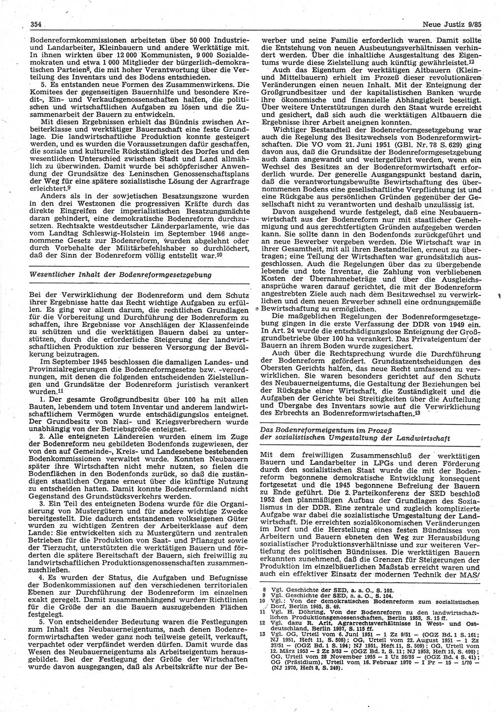 Neue Justiz (NJ), Zeitschrift für sozialistisches Recht und Gesetzlichkeit [Deutsche Demokratische Republik (DDR)], 39. Jahrgang 1985, Seite 354 (NJ DDR 1985, S. 354)