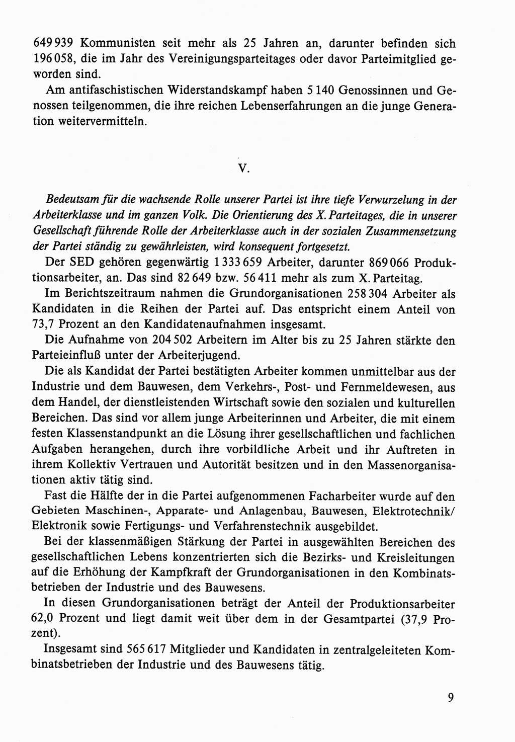 Dokumente der Sozialistischen Einheitspartei Deutschlands (SED) [Deutsche Demokratische Republik (DDR)] 1986-1987, Seite 9 (Dok. SED DDR 1986-1987, S. 9)