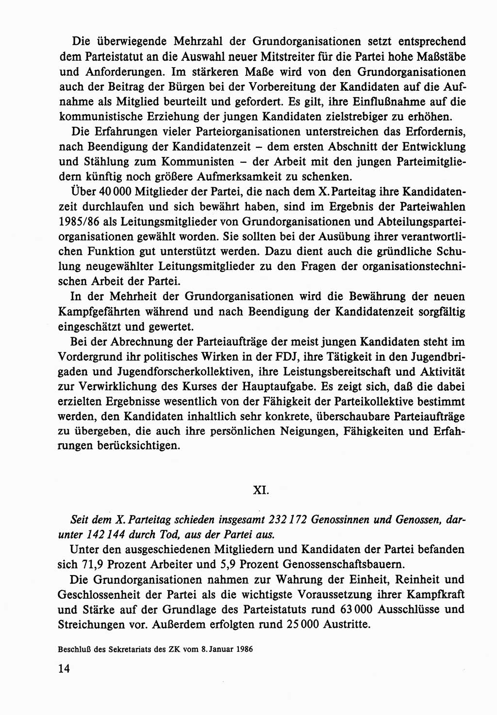 Dokumente der Sozialistischen Einheitspartei Deutschlands (SED) [Deutsche Demokratische Republik (DDR)] 1986-1987, Seite 14 (Dok. SED DDR 1986-1987, S. 14)