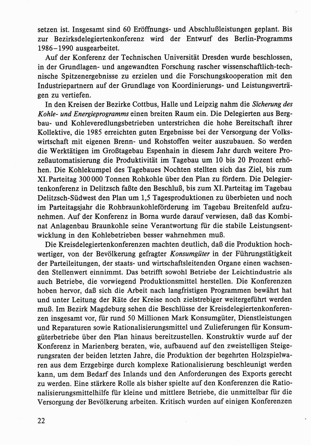 Dokumente der Sozialistischen Einheitspartei Deutschlands (SED) [Deutsche Demokratische Republik (DDR)] 1986-1987, Seite 22 (Dok. SED DDR 1986-1987, S. 22)