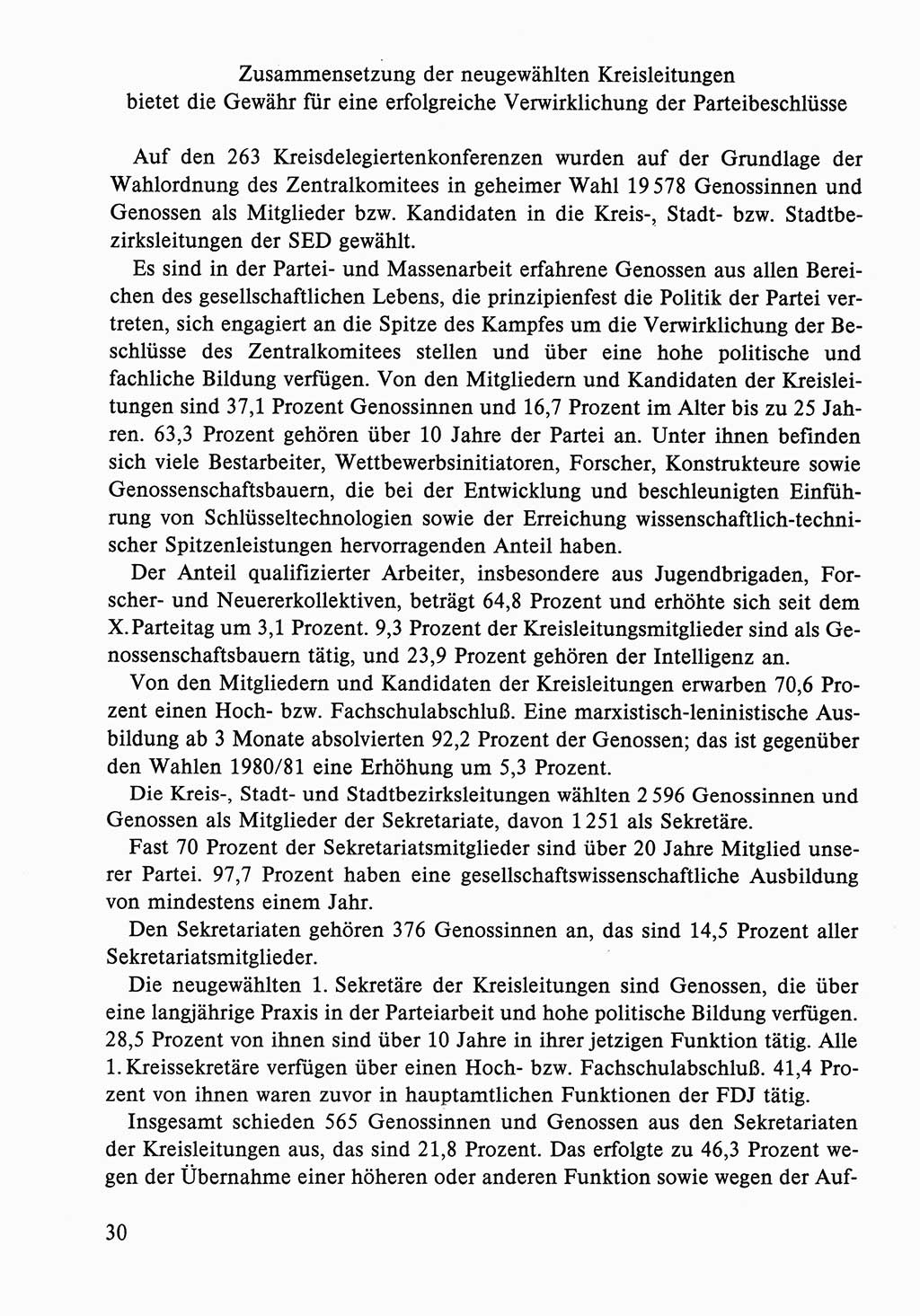 Dokumente der Sozialistischen Einheitspartei Deutschlands (SED) [Deutsche Demokratische Republik (DDR)] 1986-1987, Seite 30 (Dok. SED DDR 1986-1987, S. 30)