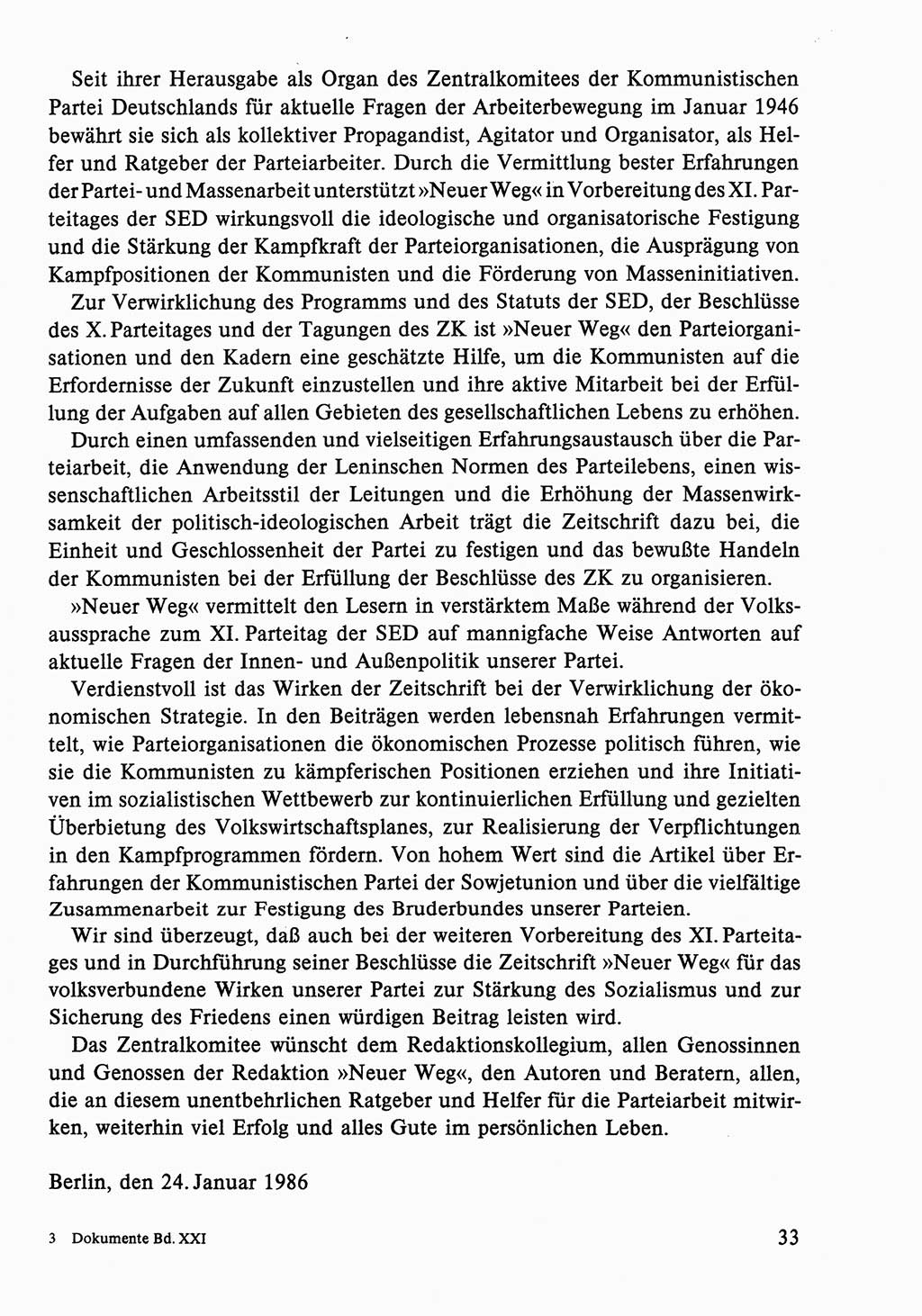 Dokumente der Sozialistischen Einheitspartei Deutschlands (SED) [Deutsche Demokratische Republik (DDR)] 1986-1987, Seite 33 (Dok. SED DDR 1986-1987, S. 33)