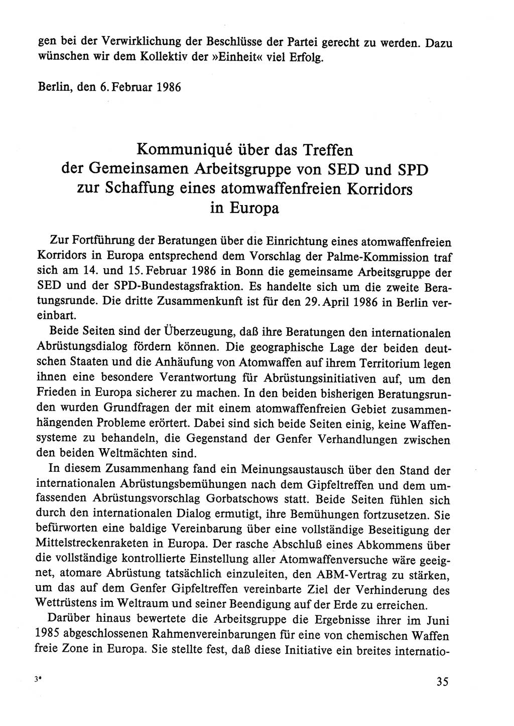 Dokumente der Sozialistischen Einheitspartei Deutschlands (SED) [Deutsche Demokratische Republik (DDR)] 1986-1987, Seite 35 (Dok. SED DDR 1986-1987, S. 35)