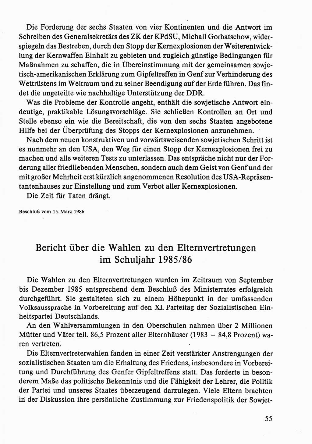 Dokumente der Sozialistischen Einheitspartei Deutschlands (SED) [Deutsche Demokratische Republik (DDR)] 1986-1987, Seite 55 (Dok. SED DDR 1986-1987, S. 55)