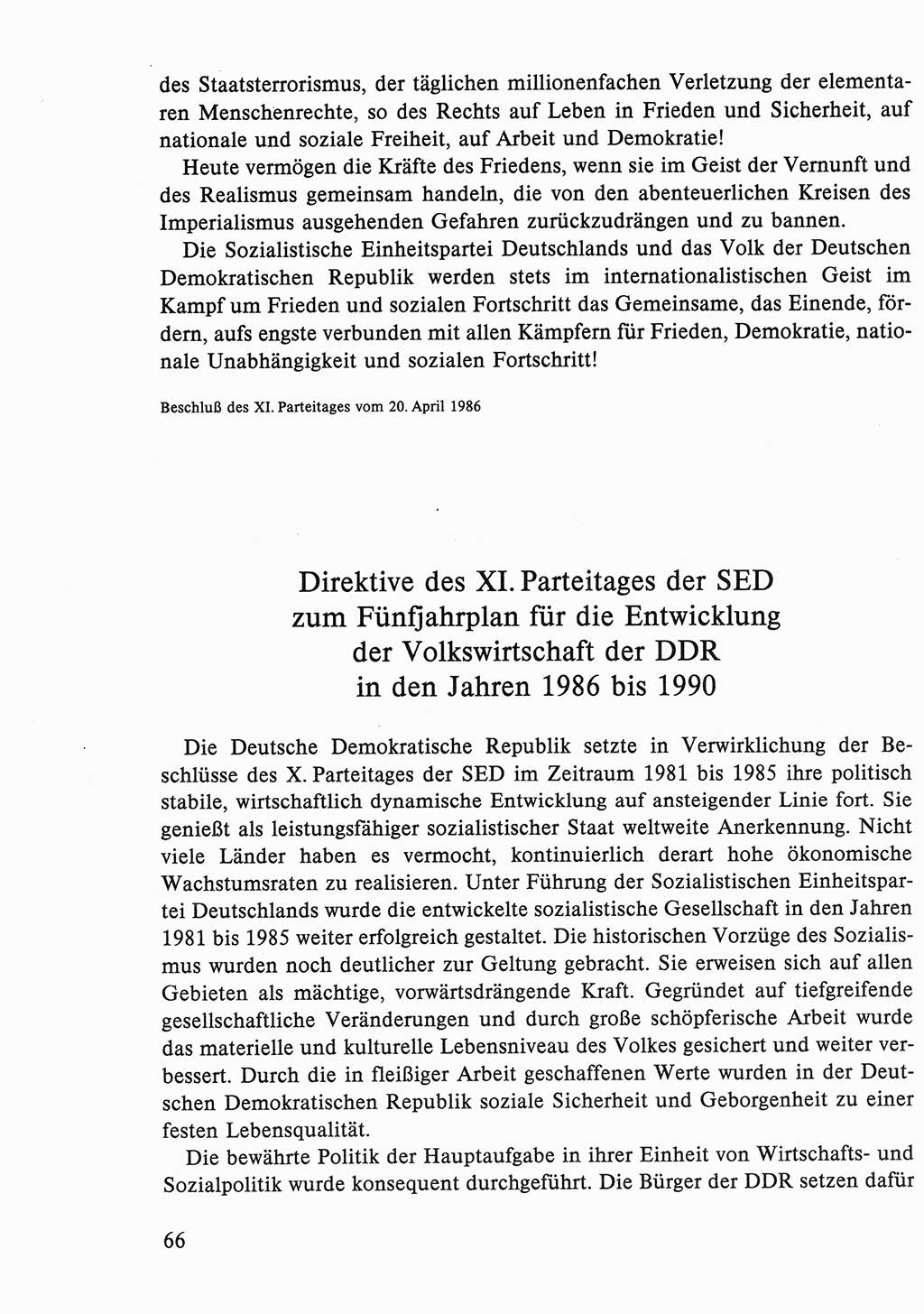 Dokumente der Sozialistischen Einheitspartei Deutschlands (SED) [Deutsche Demokratische Republik (DDR)] 1986-1987, Seite 66 (Dok. SED DDR 1986-1987, S. 66)