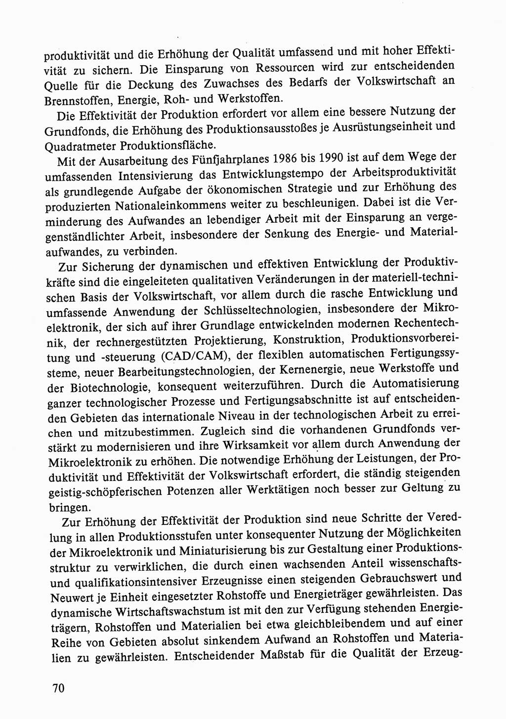 Dokumente der Sozialistischen Einheitspartei Deutschlands (SED) [Deutsche Demokratische Republik (DDR)] 1986-1987, Seite 70 (Dok. SED DDR 1986-1987, S. 70)