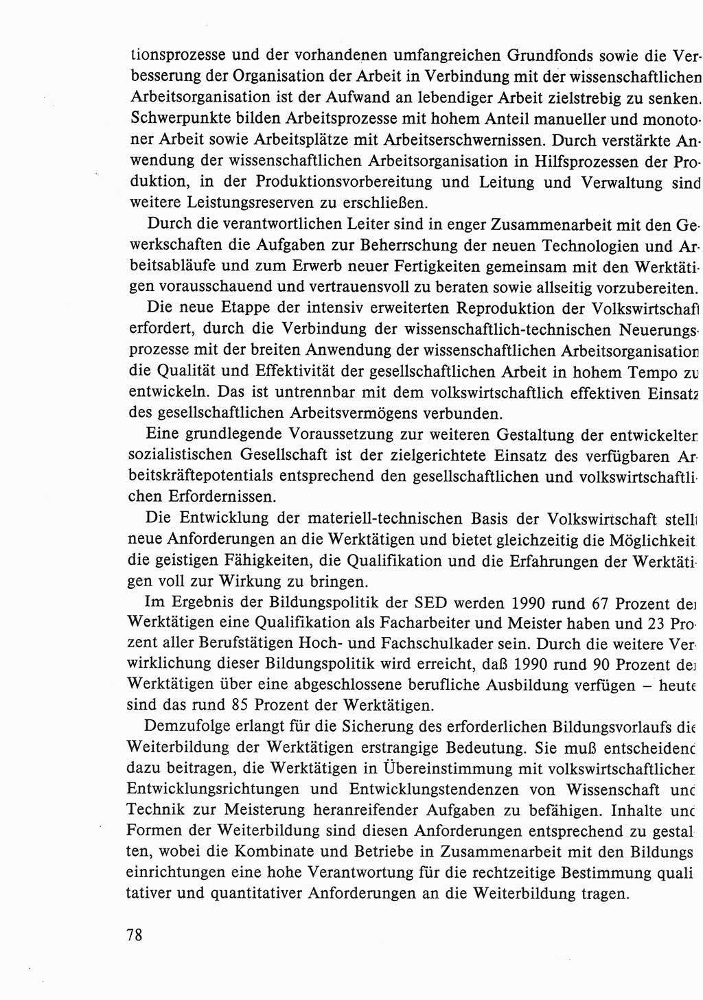 Dokumente der Sozialistischen Einheitspartei Deutschlands (SED) [Deutsche Demokratische Republik (DDR)] 1986-1987, Seite 78 (Dok. SED DDR 1986-1987, S. 78)
