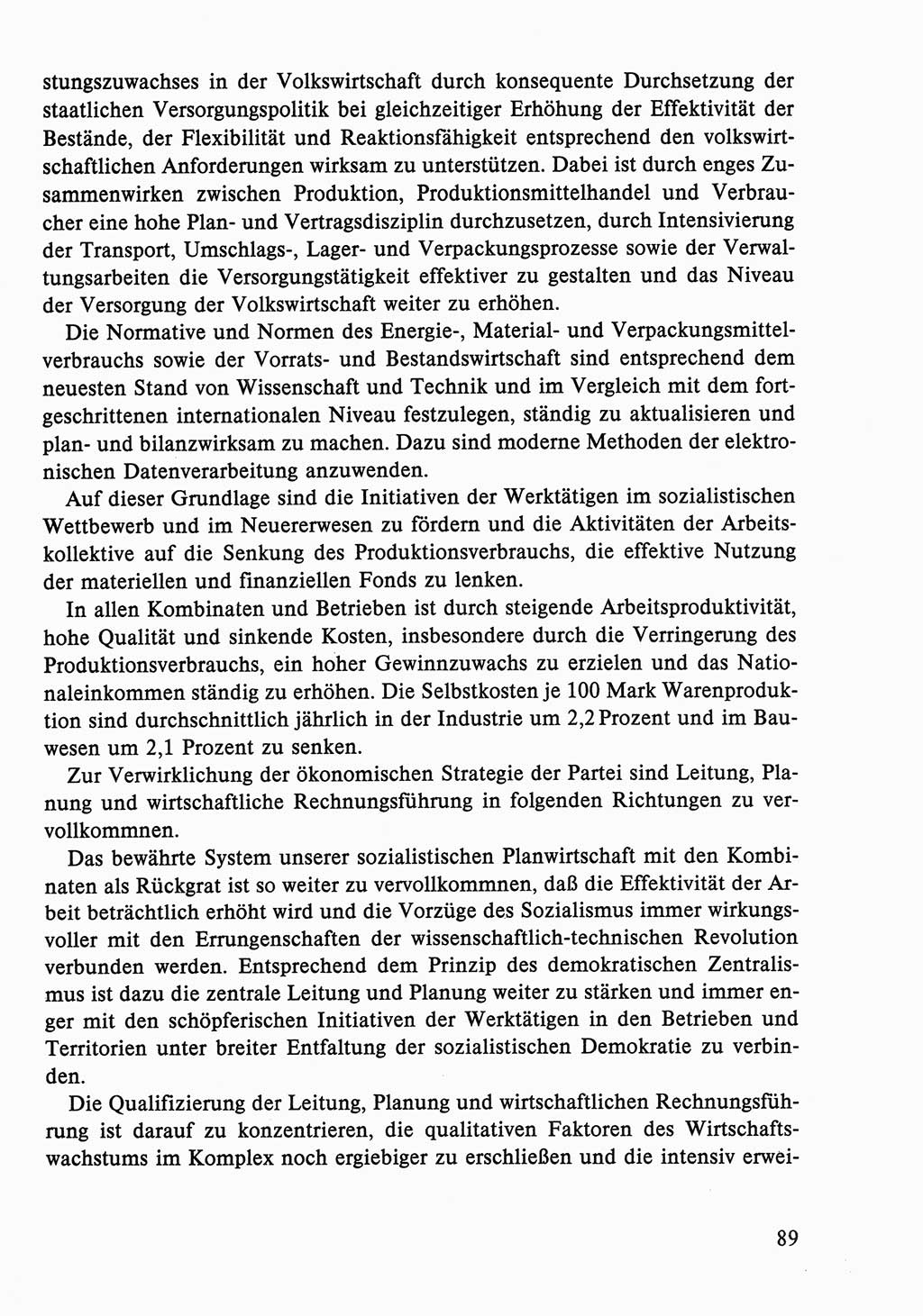 Dokumente der Sozialistischen Einheitspartei Deutschlands (SED) [Deutsche Demokratische Republik (DDR)] 1986-1987, Seite 89 (Dok. SED DDR 1986-1987, S. 89)
