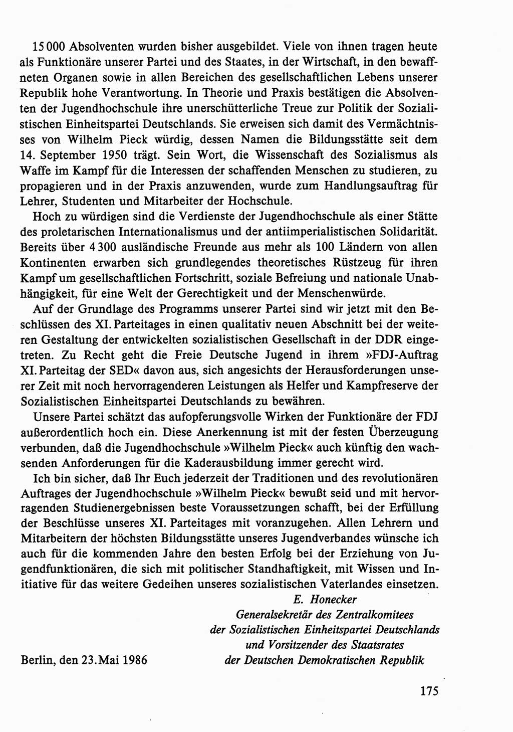 Dokumente der Sozialistischen Einheitspartei Deutschlands (SED) [Deutsche Demokratische Republik (DDR)] 1986-1987, Seite 175 (Dok. SED DDR 1986-1987, S. 175)