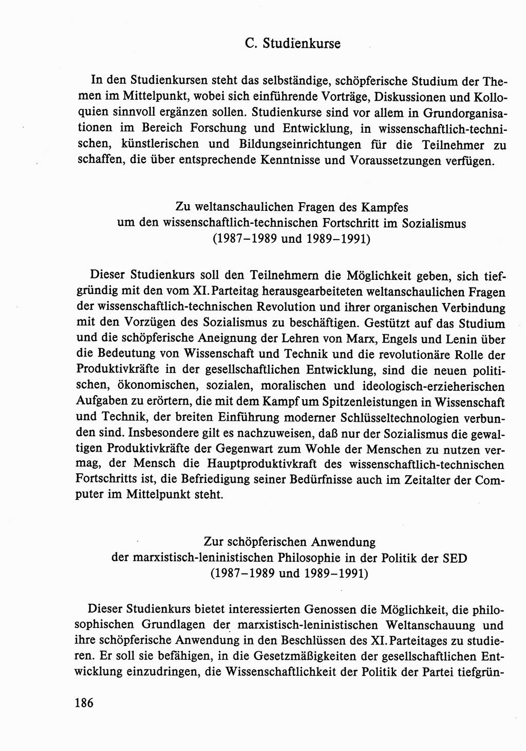 Dokumente der Sozialistischen Einheitspartei Deutschlands (SED) [Deutsche Demokratische Republik (DDR)] 1986-1987, Seite 186 (Dok. SED DDR 1986-1987, S. 186)