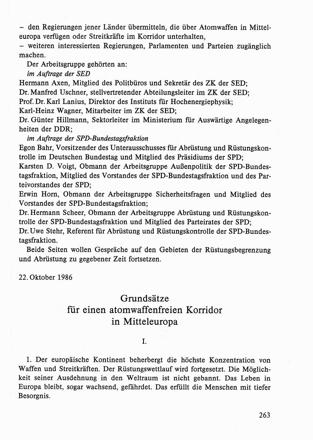 Dokumente der Sozialistischen Einheitspartei Deutschlands (SED) [Deutsche Demokratische Republik (DDR)] 1986-1987, Seite 263 (Dok. SED DDR 1986-1987, S. 263)