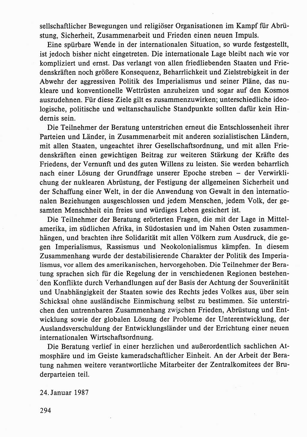 Dokumente der Sozialistischen Einheitspartei Deutschlands (SED) [Deutsche Demokratische Republik (DDR)] 1986-1987, Seite 294 (Dok. SED DDR 1986-1987, S. 294)