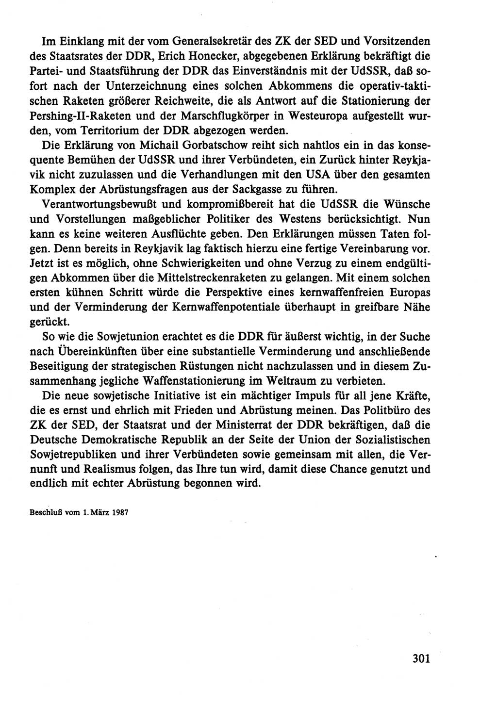 Dokumente der Sozialistischen Einheitspartei Deutschlands (SED) [Deutsche Demokratische Republik (DDR)] 1986-1987, Seite 301 (Dok. SED DDR 1986-1987, S. 301)