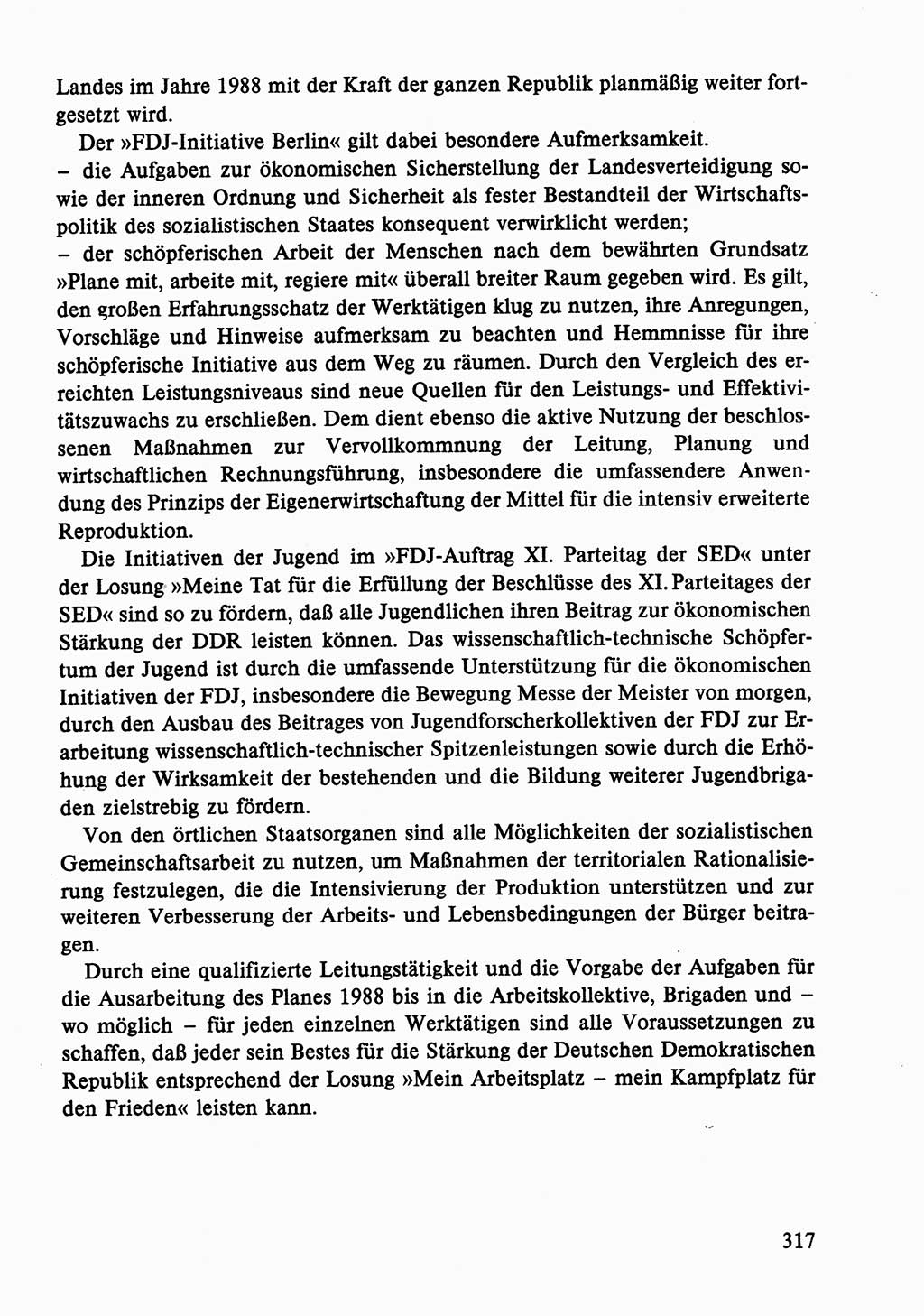 Dokumente der Sozialistischen Einheitspartei Deutschlands (SED) [Deutsche Demokratische Republik (DDR)] 1986-1987, Seite 317 (Dok. SED DDR 1986-1987, S. 317)