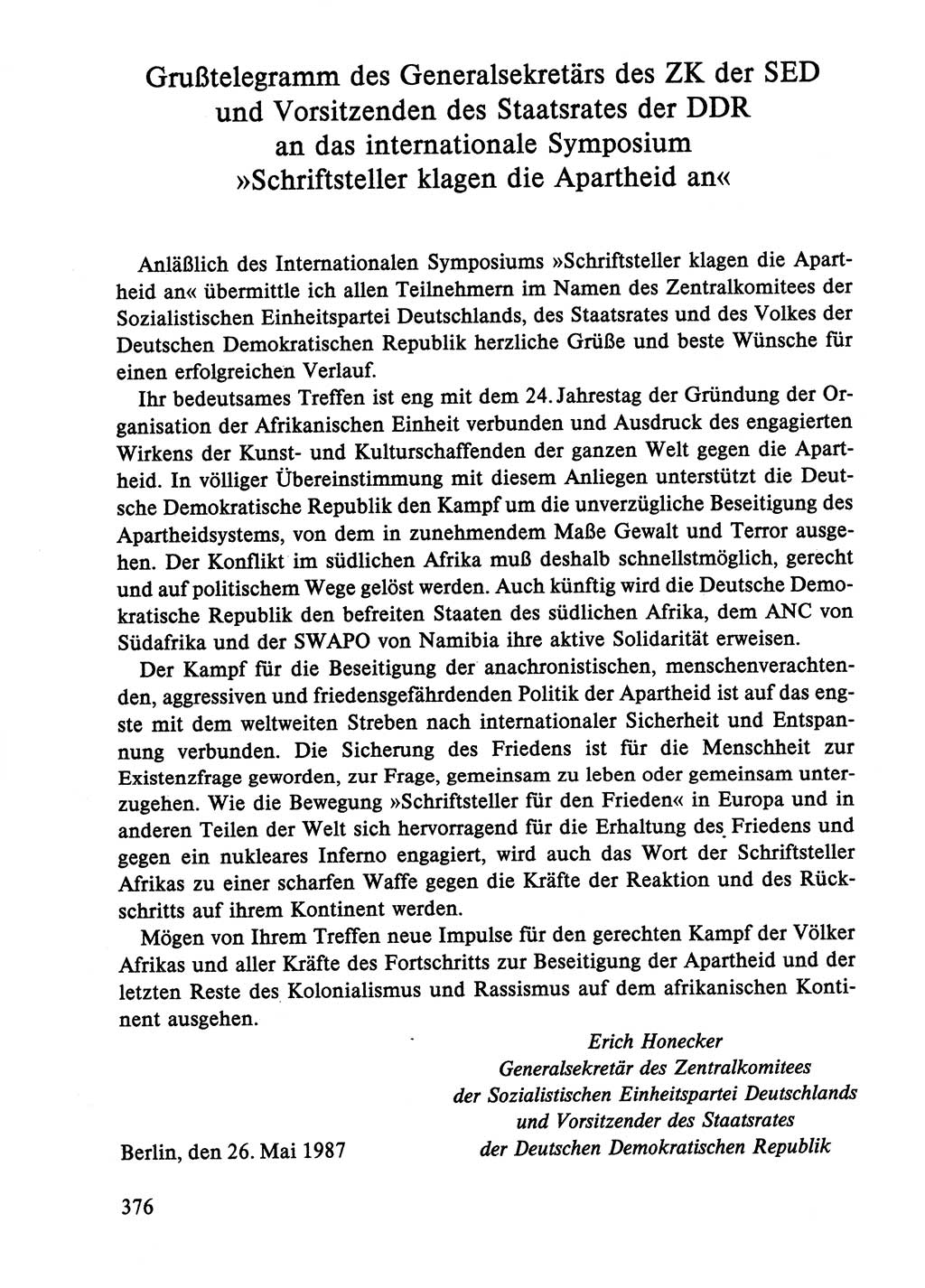 Dokumente der Sozialistischen Einheitspartei Deutschlands (SED) [Deutsche Demokratische Republik (DDR)] 1986-1987, Seite 376 (Dok. SED DDR 1986-1987, S. 376)