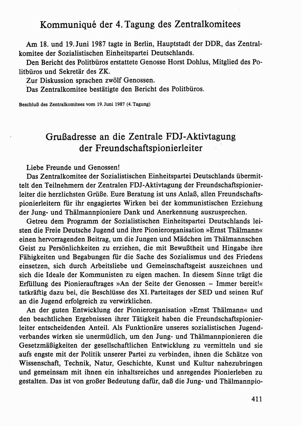 Dokumente der Sozialistischen Einheitspartei Deutschlands (SED) [Deutsche Demokratische Republik (DDR)] 1986-1987, Seite 411 (Dok. SED DDR 1986-1987, S. 411)