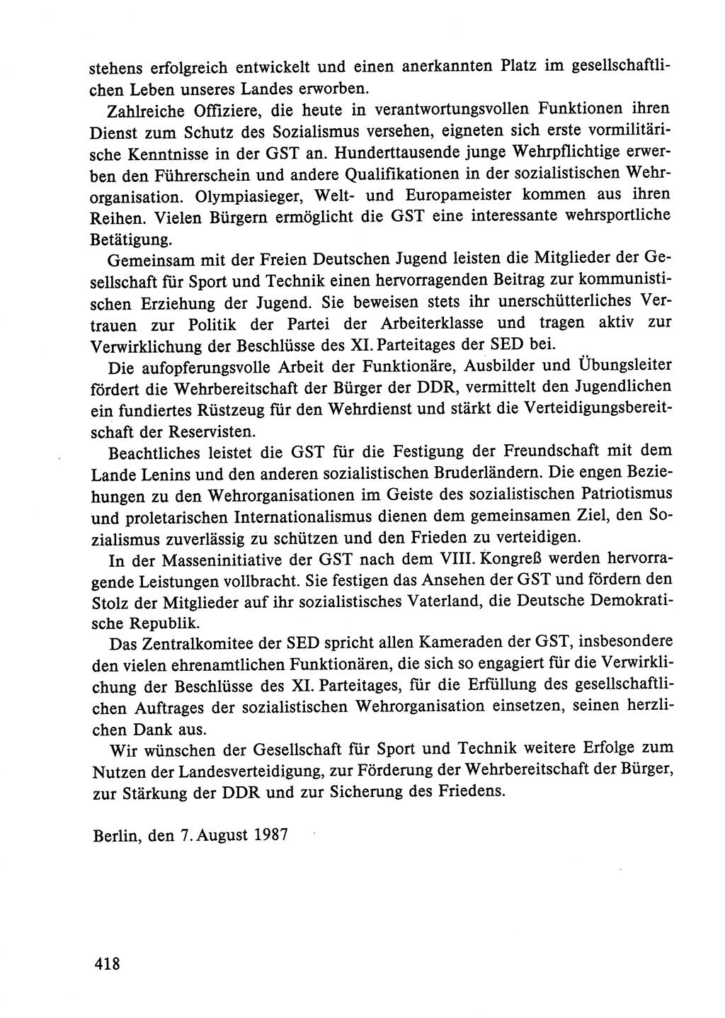 Dokumente der Sozialistischen Einheitspartei Deutschlands (SED) [Deutsche Demokratische Republik (DDR)] 1986-1987, Seite 418 (Dok. SED DDR 1986-1987, S. 418)