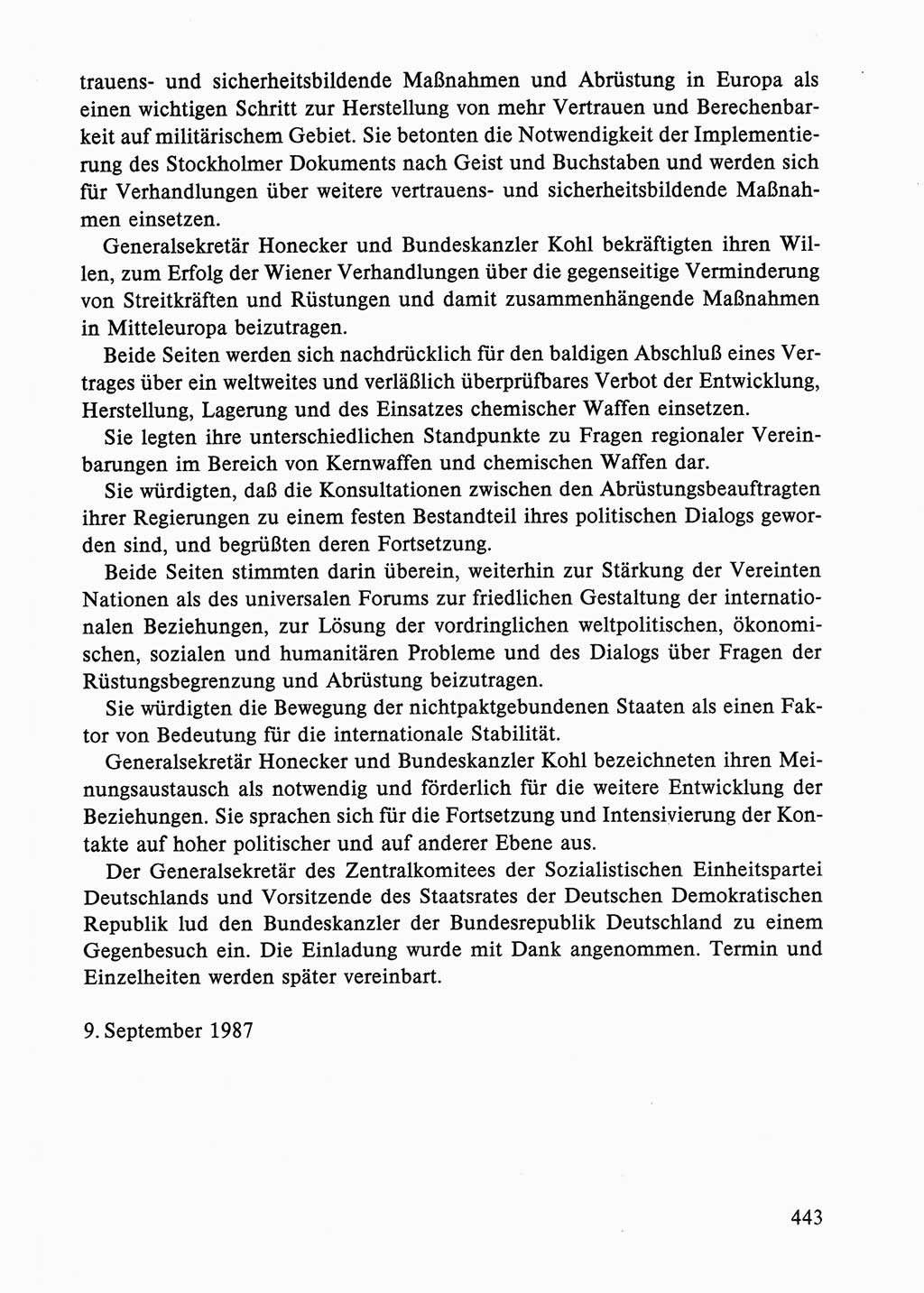 Dokumente der Sozialistischen Einheitspartei Deutschlands (SED) [Deutsche Demokratische Republik (DDR)] 1986-1987, Seite 443 (Dok. SED DDR 1986-1987, S. 443)