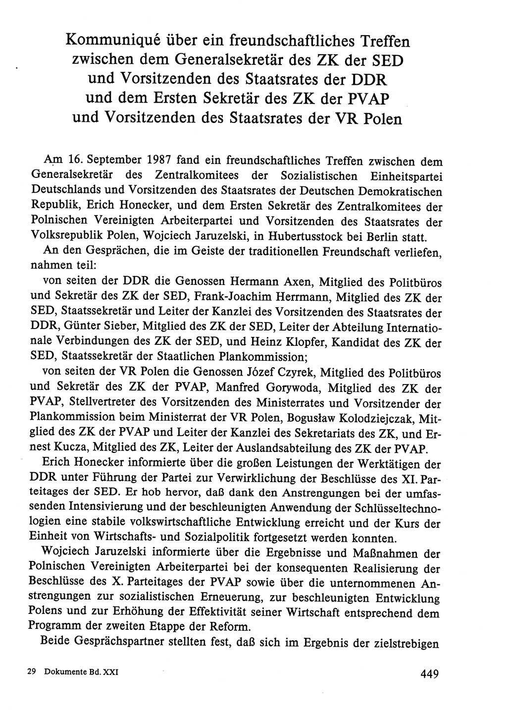 Dokumente der Sozialistischen Einheitspartei Deutschlands (SED) [Deutsche Demokratische Republik (DDR)] 1986-1987, Seite 449 (Dok. SED DDR 1986-1987, S. 449)