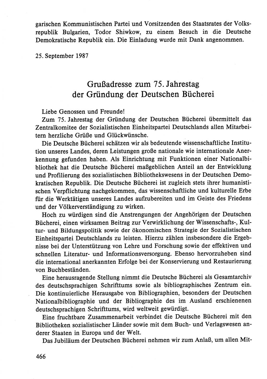 Dokumente der Sozialistischen Einheitspartei Deutschlands (SED) [Deutsche Demokratische Republik (DDR)] 1986-1987, Seite 466 (Dok. SED DDR 1986-1987, S. 466)