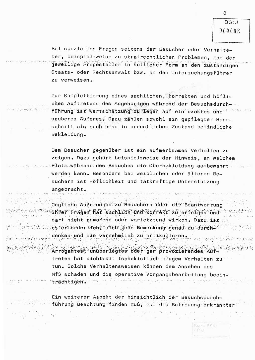 Fachschulabschlußarbeit Hauptmann Edwin Buhse (Abt. ⅩⅣ), Ministerium für Staatssicherheit (MfS) [Deutsche Demokratische Republik (DDR)], Abteilung ⅩⅣ, o.D., o.O, o.J., ca. 1986 wg. Bez. DA 2/86, Seite 8 (FS-Abschl.-Arb. MfS DDR Abt. ⅩⅣ 1986, S. 8)