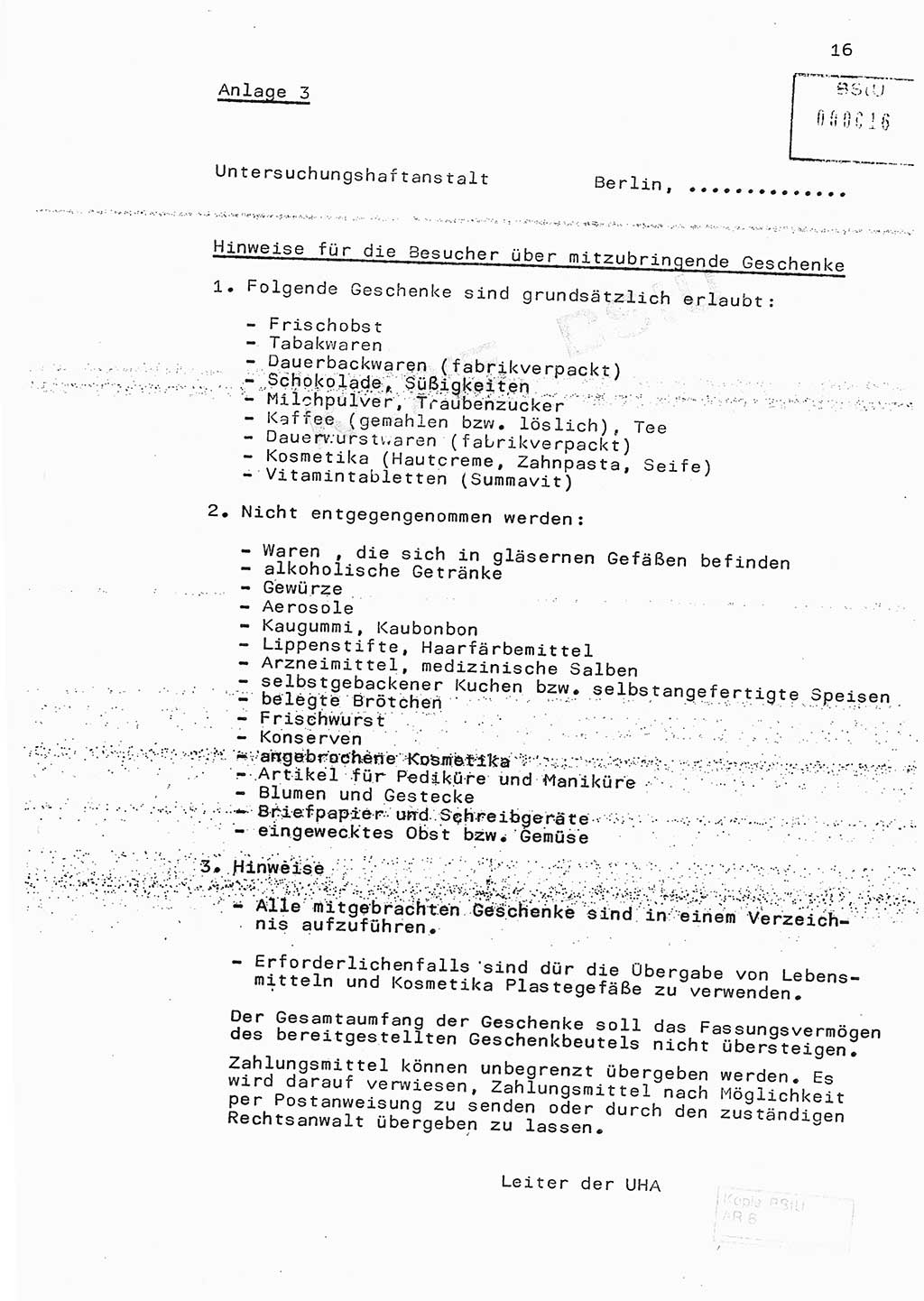 Fachschulabschlußarbeit Hauptmann Edwin Buhse (Abt. ⅩⅣ), Ministerium für Staatssicherheit (MfS) [Deutsche Demokratische Republik (DDR)], Abteilung ⅩⅣ, o.D., o.O, o.J., ca. 1986 wg. Bez. DA 2/86, Seite 16 (FS-Abschl.-Arb. MfS DDR Abt. ⅩⅣ 1986, S. 16)