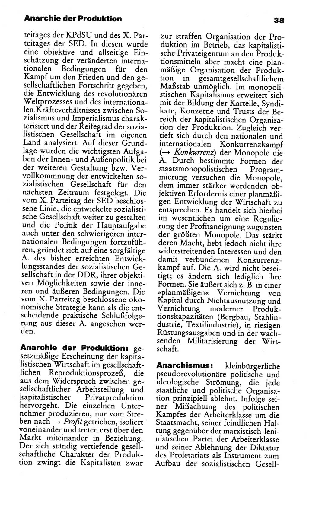 Kleines politisches Wörterbuch [Deutsche Demokratische Republik (DDR)] 1986, Seite 38 (Kl. pol. Wb. DDR 1986, S. 38)