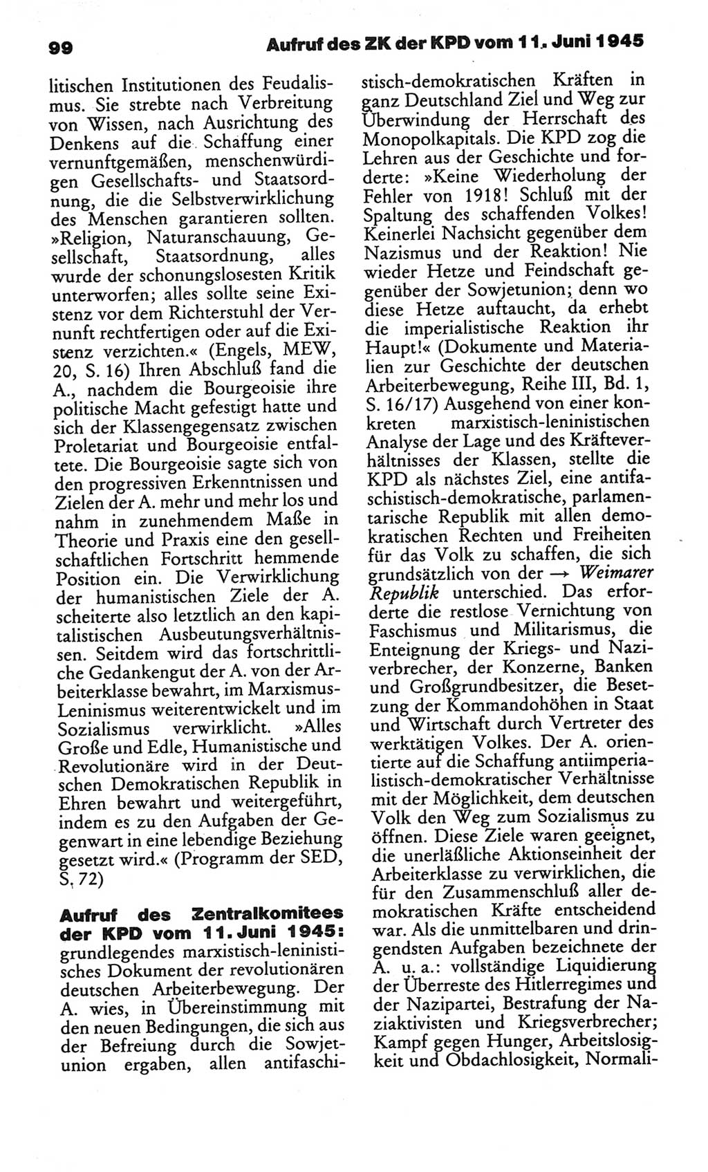 Kleines politisches Wörterbuch [Deutsche Demokratische Republik (DDR)] 1986, Seite 99 (Kl. pol. Wb. DDR 1986, S. 99)