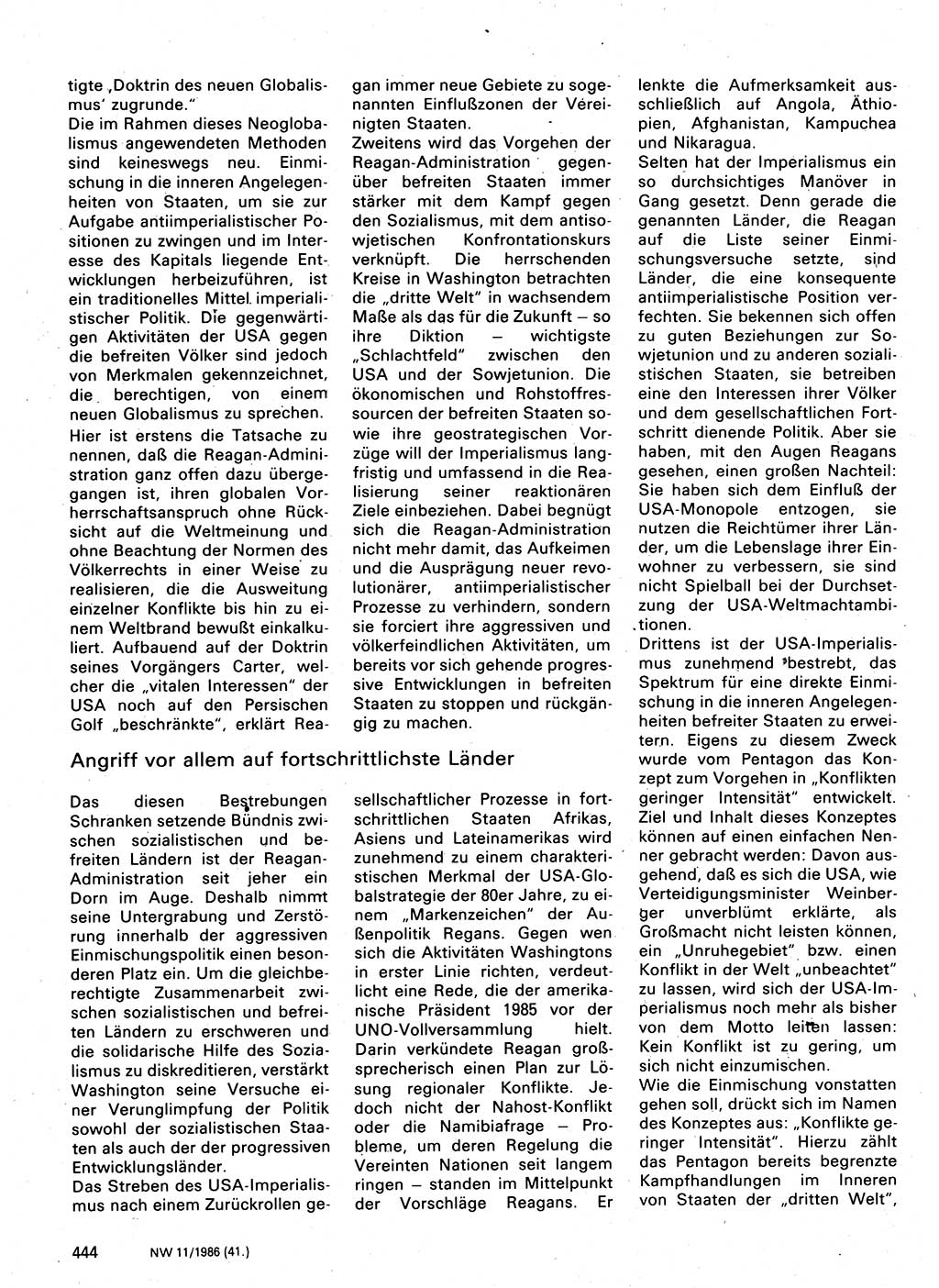 Neuer Weg (NW), Organ des Zentralkomitees (ZK) der SED (Sozialistische Einheitspartei Deutschlands) für Fragen des Parteilebens, 41. Jahrgang [Deutsche Demokratische Republik (DDR)] 1986, Seite 444 (NW ZK SED DDR 1986, S. 444)