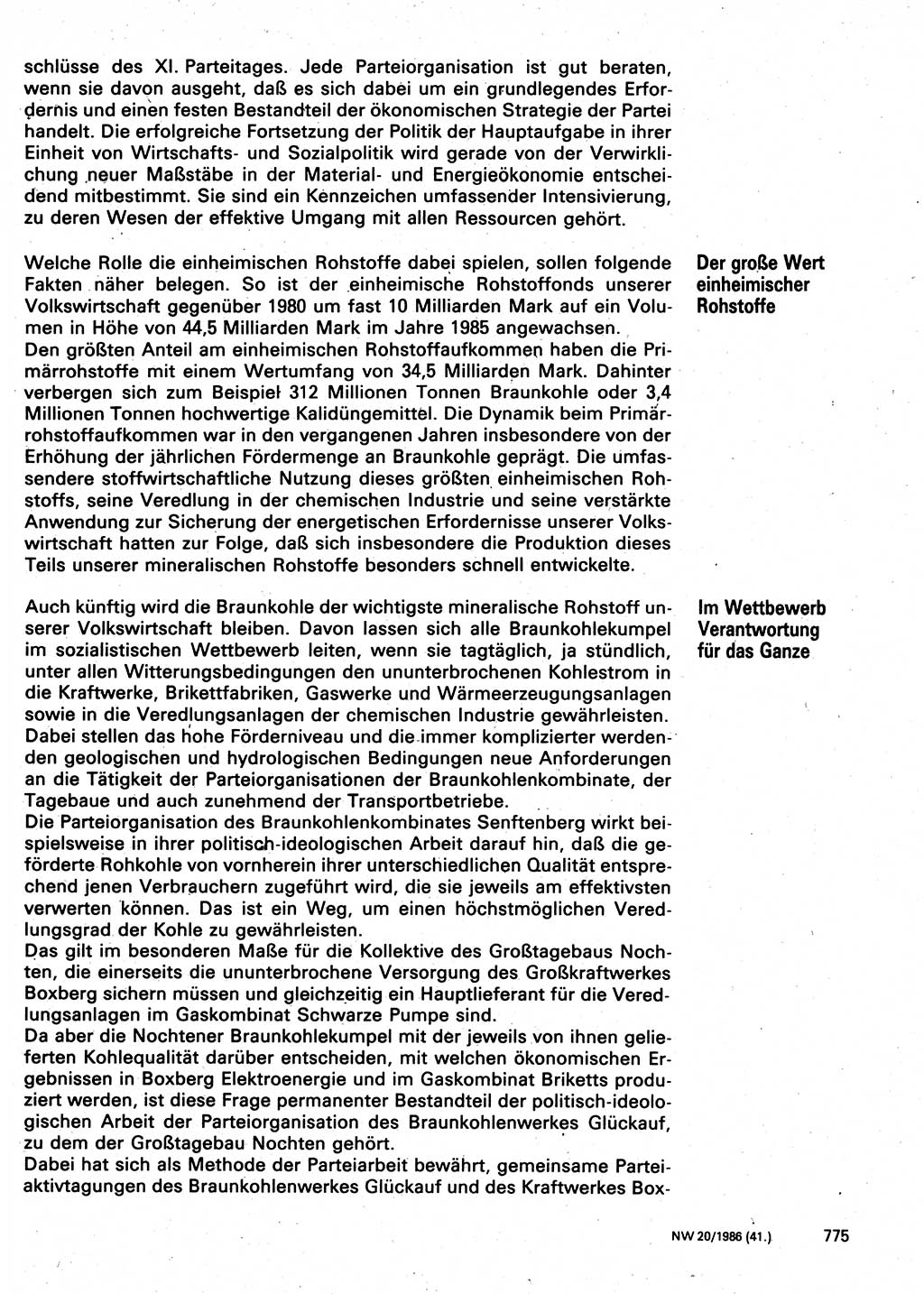 Neuer Weg (NW), Organ des Zentralkomitees (ZK) der SED (Sozialistische Einheitspartei Deutschlands) für Fragen des Parteilebens, 41. Jahrgang [Deutsche Demokratische Republik (DDR)] 1986, Seite 775 (NW ZK SED DDR 1986, S. 775)