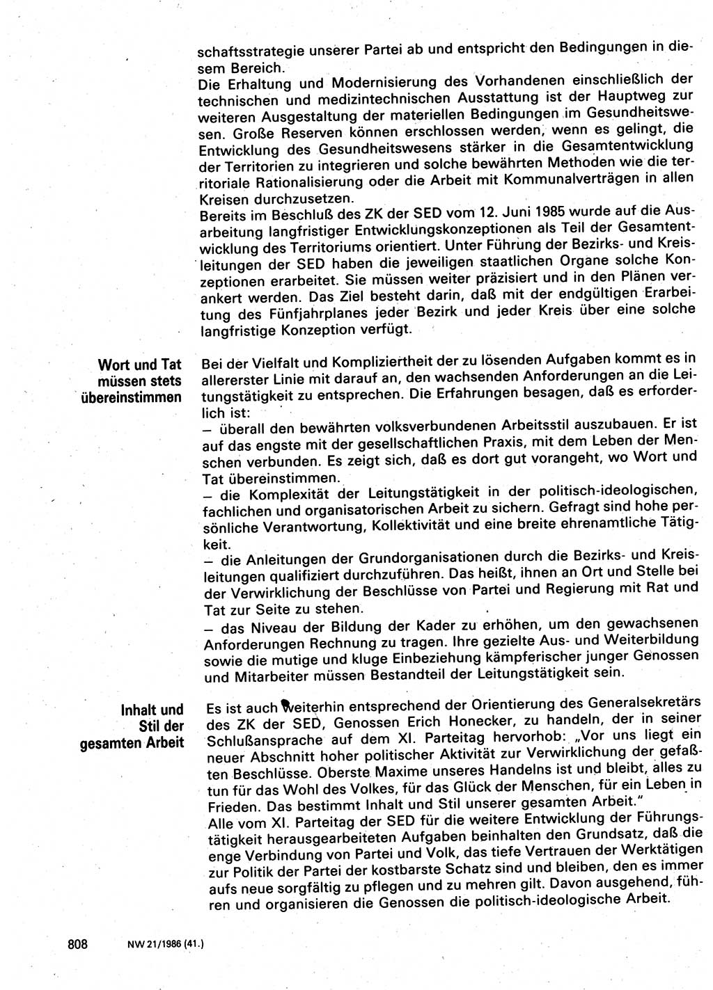 Neuer Weg (NW), Organ des Zentralkomitees (ZK) der SED (Sozialistische Einheitspartei Deutschlands) für Fragen des Parteilebens, 41. Jahrgang [Deutsche Demokratische Republik (DDR)] 1986, Seite 808 (NW ZK SED DDR 1986, S. 808)