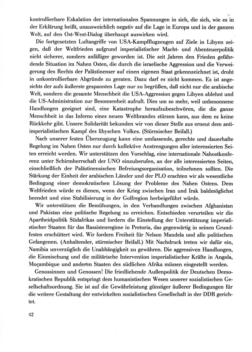 Protokoll der Verhandlungen des Ⅺ. Parteitages der Sozialistischen Einheitspartei Deutschlands (SED) [Deutsche Demokratische Republik (DDR)] 1986, Seite 42