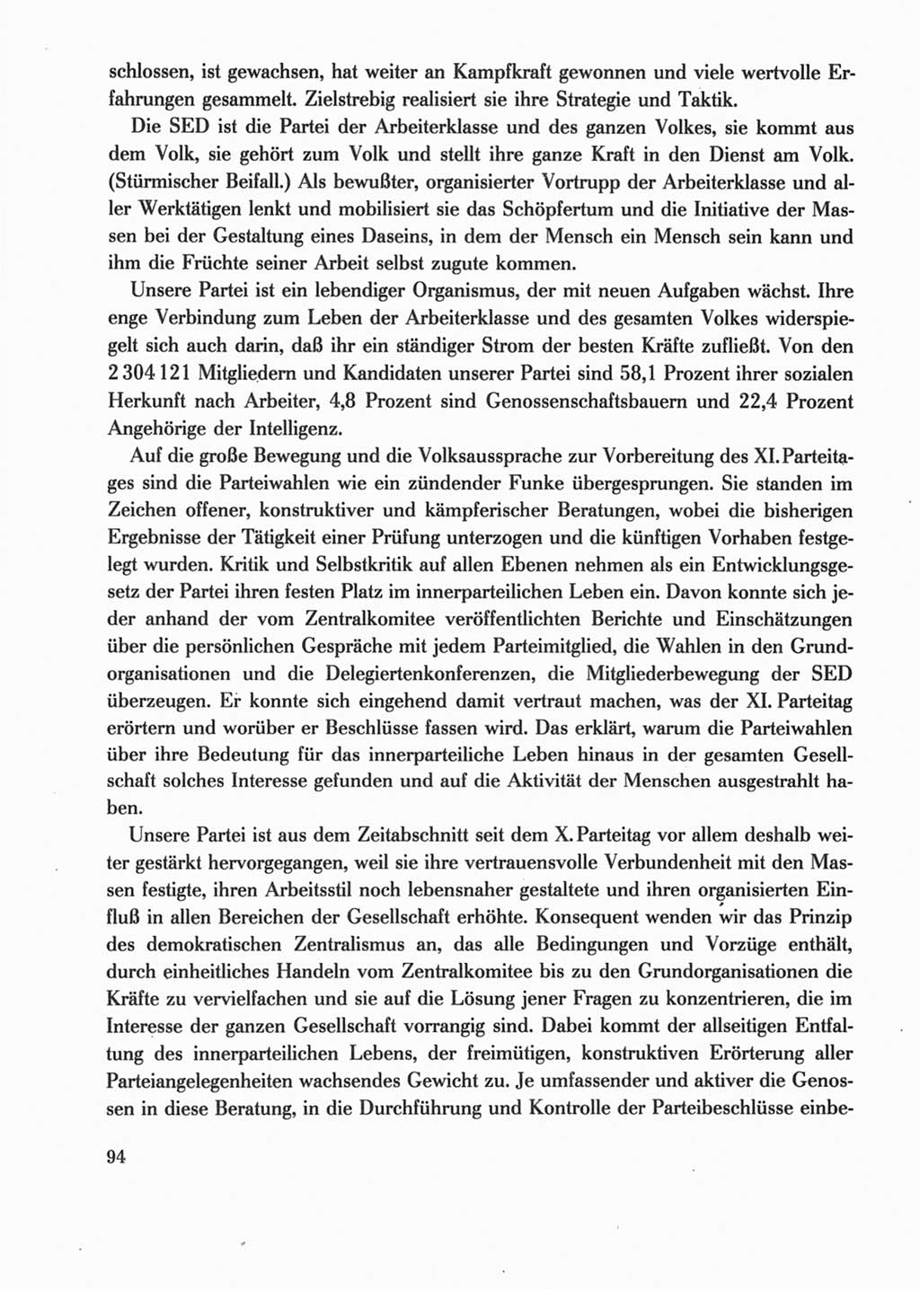Protokoll der Verhandlungen des Ⅺ. Parteitages der Sozialistischen Einheitspartei Deutschlands (SED) [Deutsche Demokratische Republik (DDR)] 1986, Seite 94