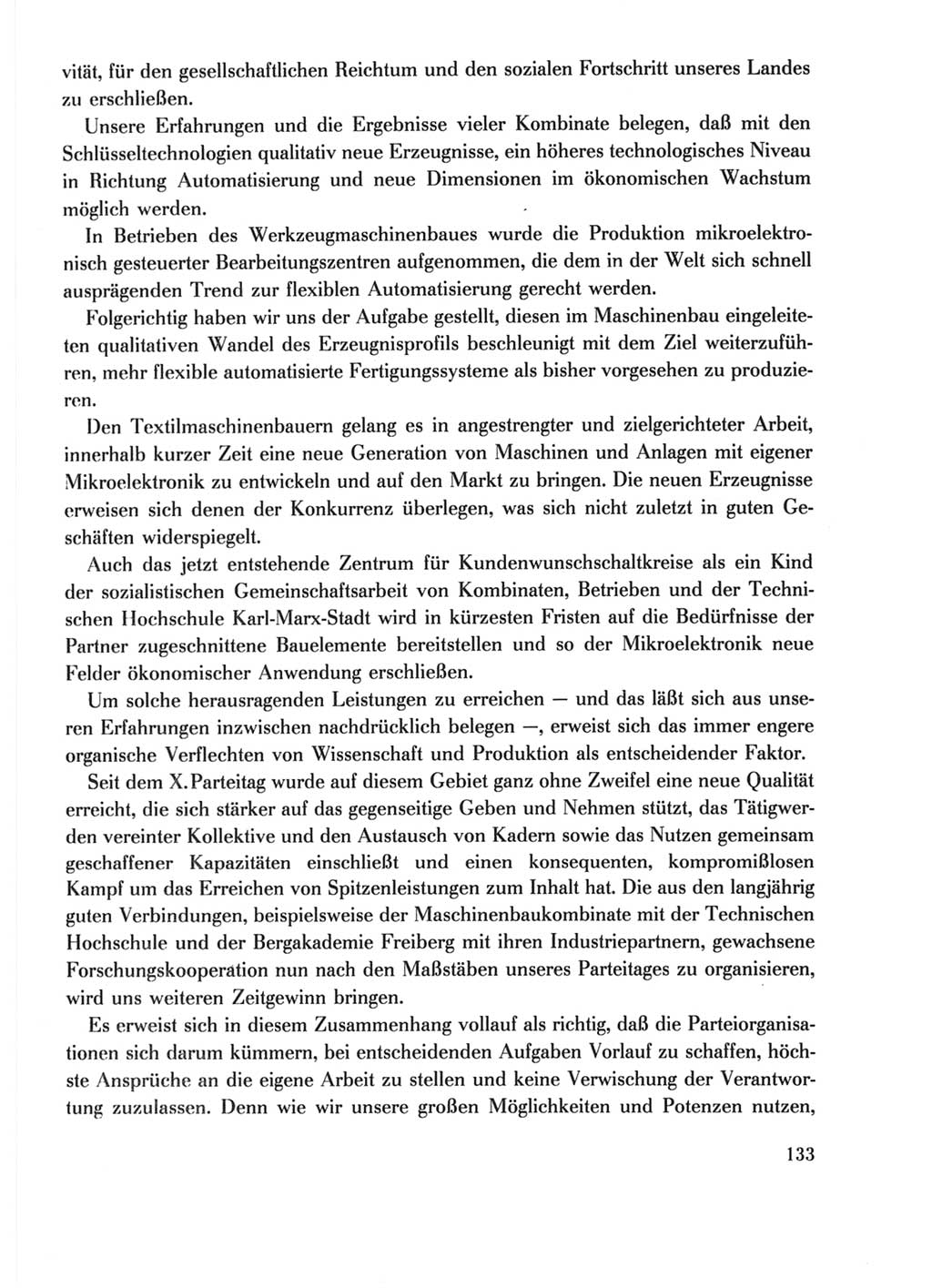 Protokoll der Verhandlungen des Ⅺ. Parteitages der Sozialistischen Einheitspartei Deutschlands (SED) [Deutsche Demokratische Republik (DDR)] 1986, Seite 133