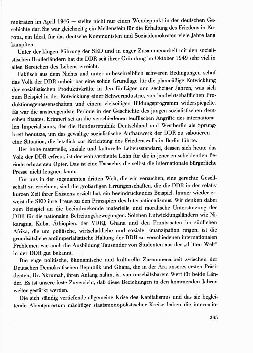 Protokoll der Verhandlungen des Ⅺ. Parteitages der Sozialistischen Einheitspartei Deutschlands (SED) [Deutsche Demokratische Republik (DDR)] 1986, Seite 365