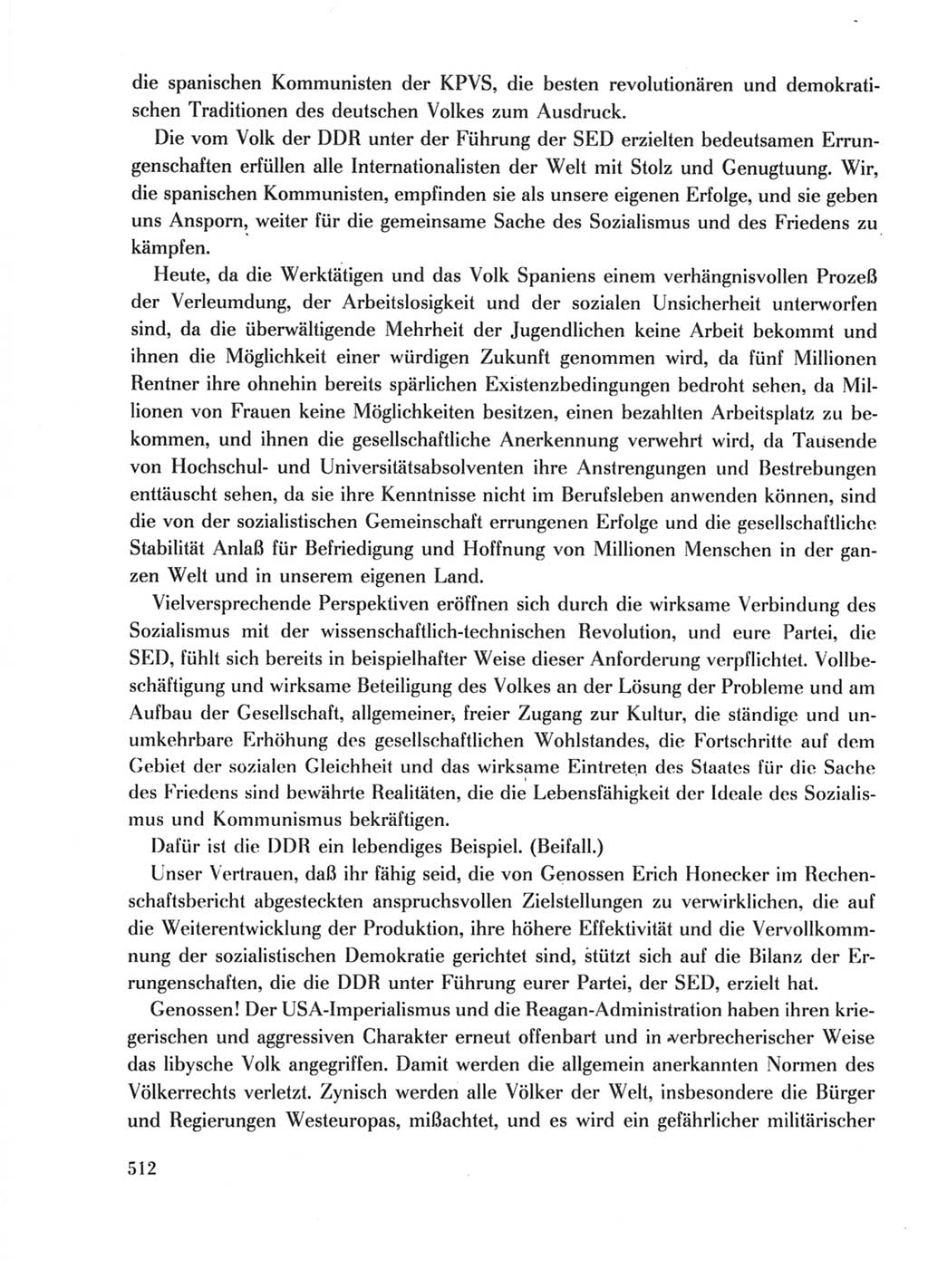Protokoll der Verhandlungen des Ⅺ. Parteitages der Sozialistischen Einheitspartei Deutschlands (SED) [Deutsche Demokratische Republik (DDR)] 1986, Seite 512