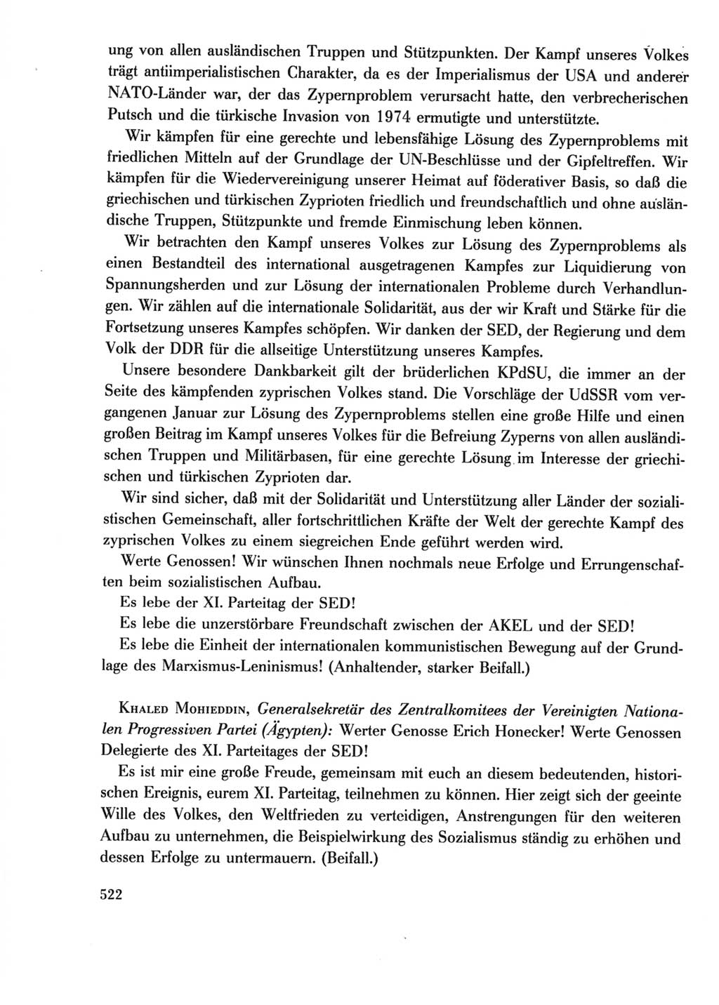 Protokoll der Verhandlungen des Ⅺ. Parteitages der Sozialistischen Einheitspartei Deutschlands (SED) [Deutsche Demokratische Republik (DDR)] 1986, Seite 522